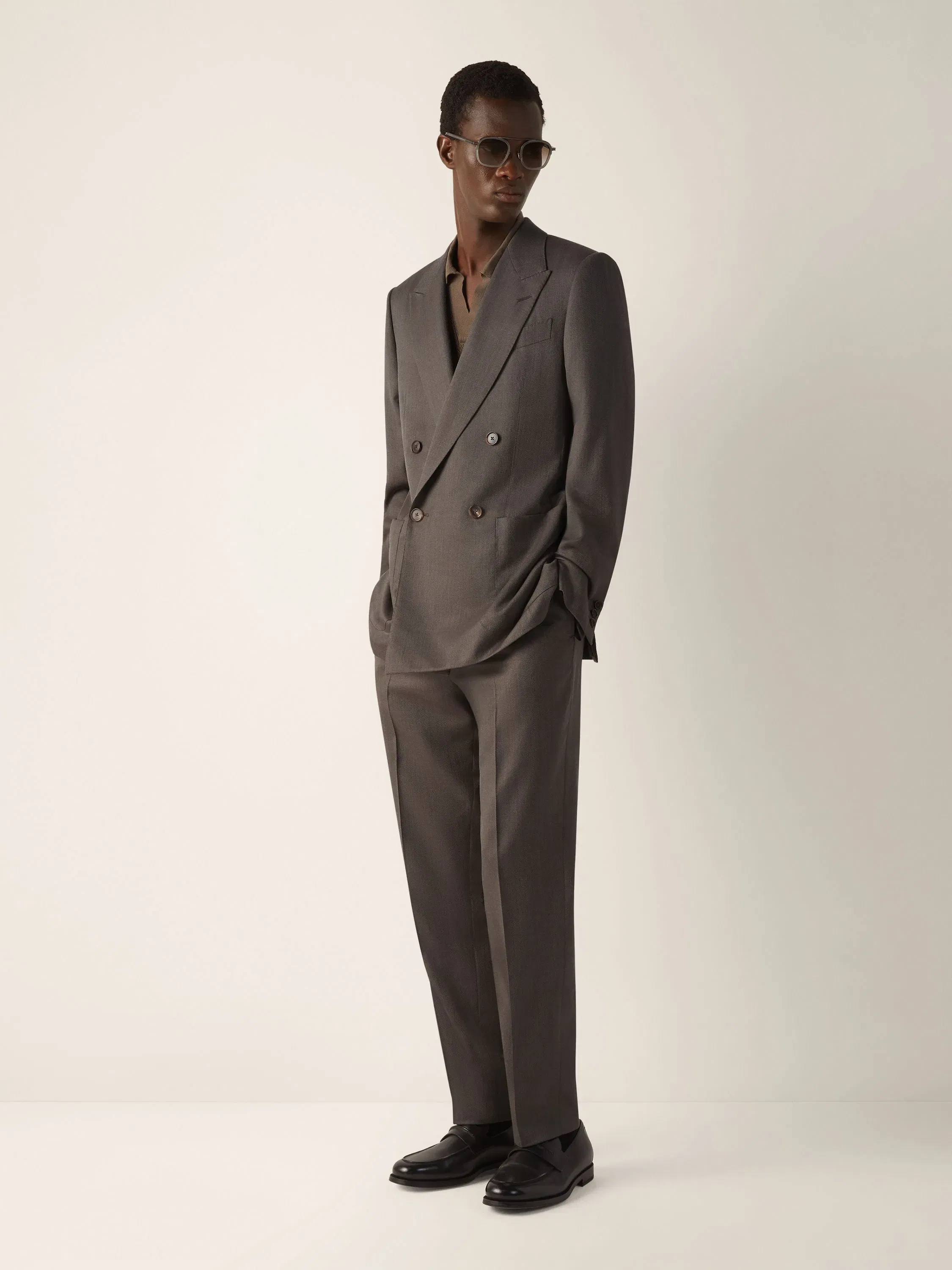 Zegna Dark Taupe 15Milmil15 Wool And Silk Pants