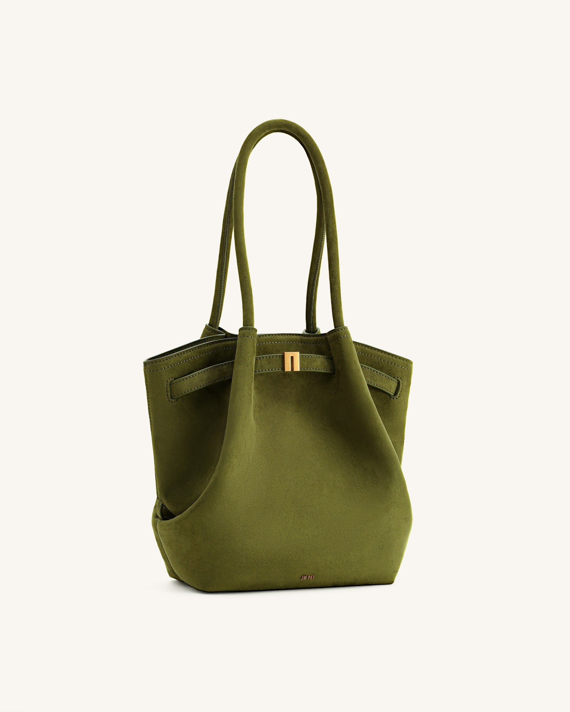 Jw Pei Hana Column Faux Suede Tote Bag Olive Green