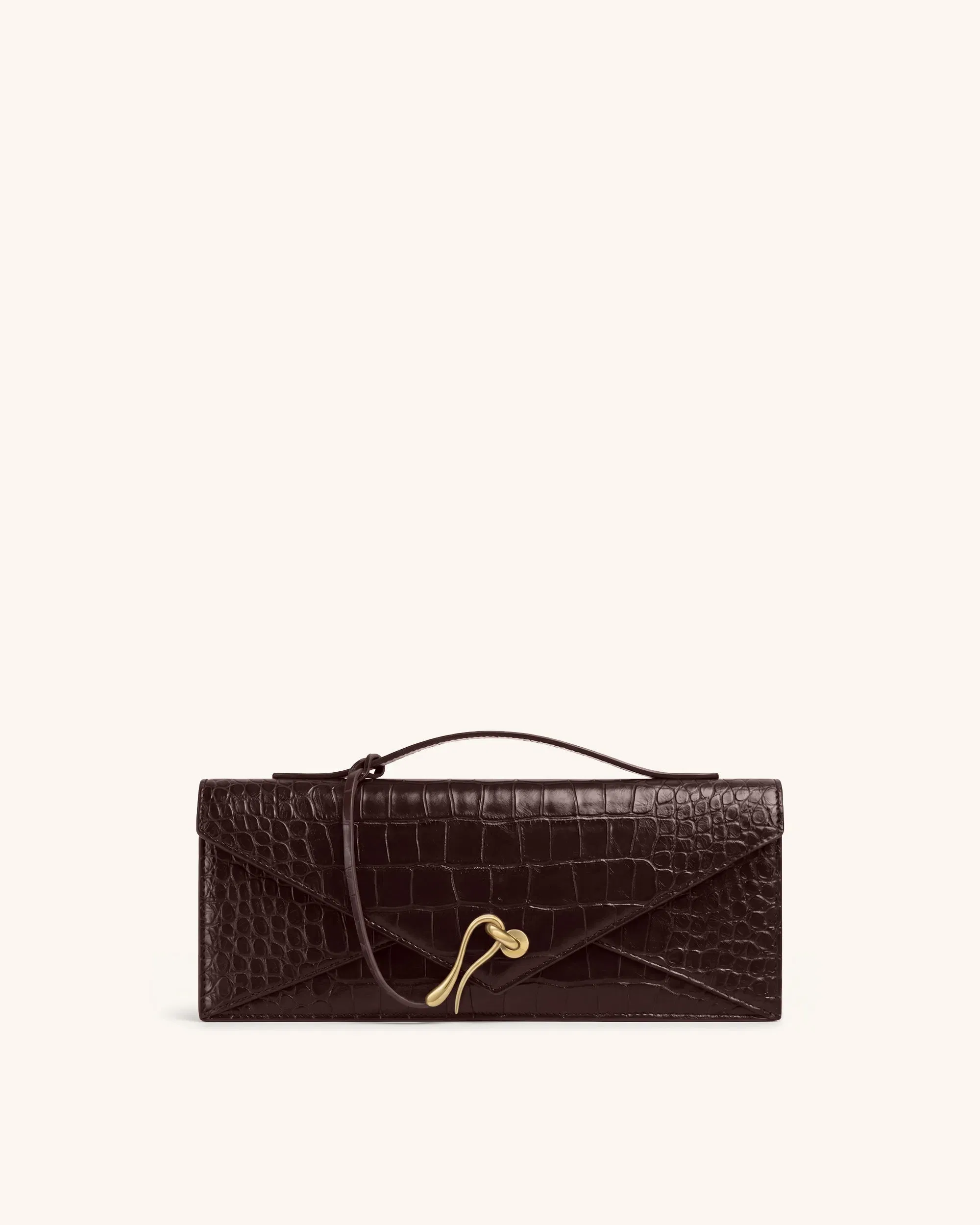 Jw Pei Celeste Envelope Top Handle Bag Dark Brown Croc