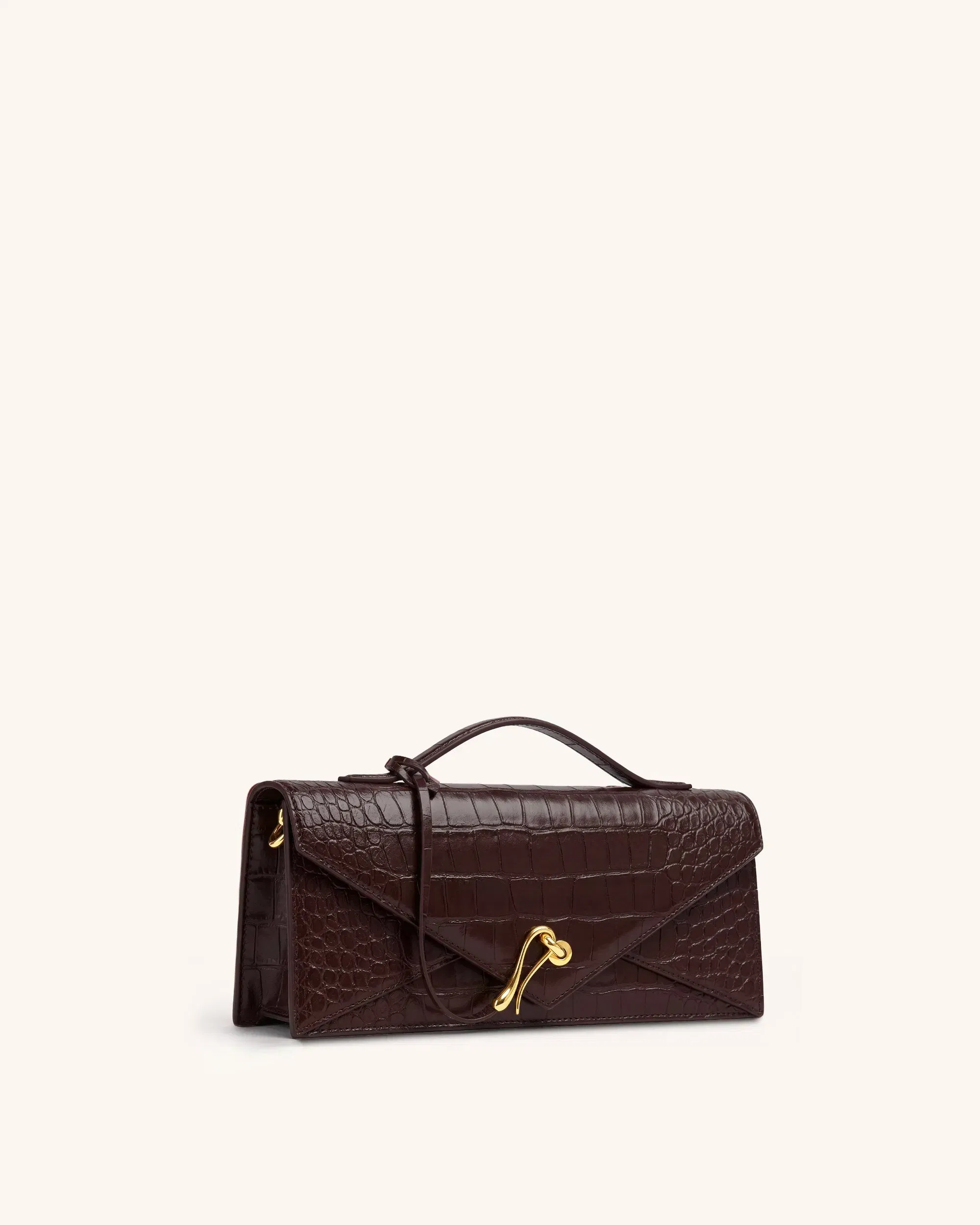 Jw Pei Celeste Envelope Top Handle Bag Dark Brown Croc