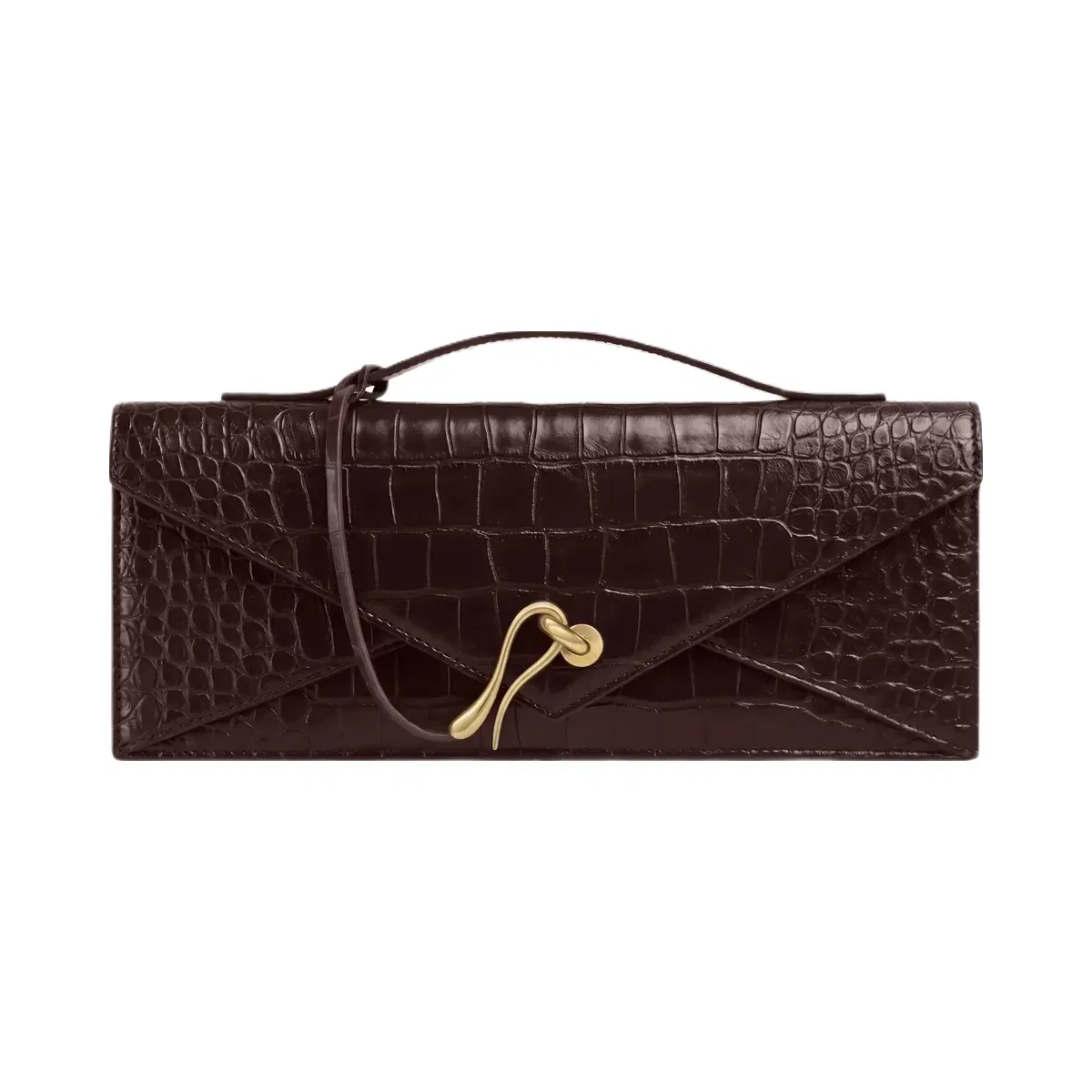 Jw Pei Celeste Envelope Top Handle Bag Dark Brown Croc