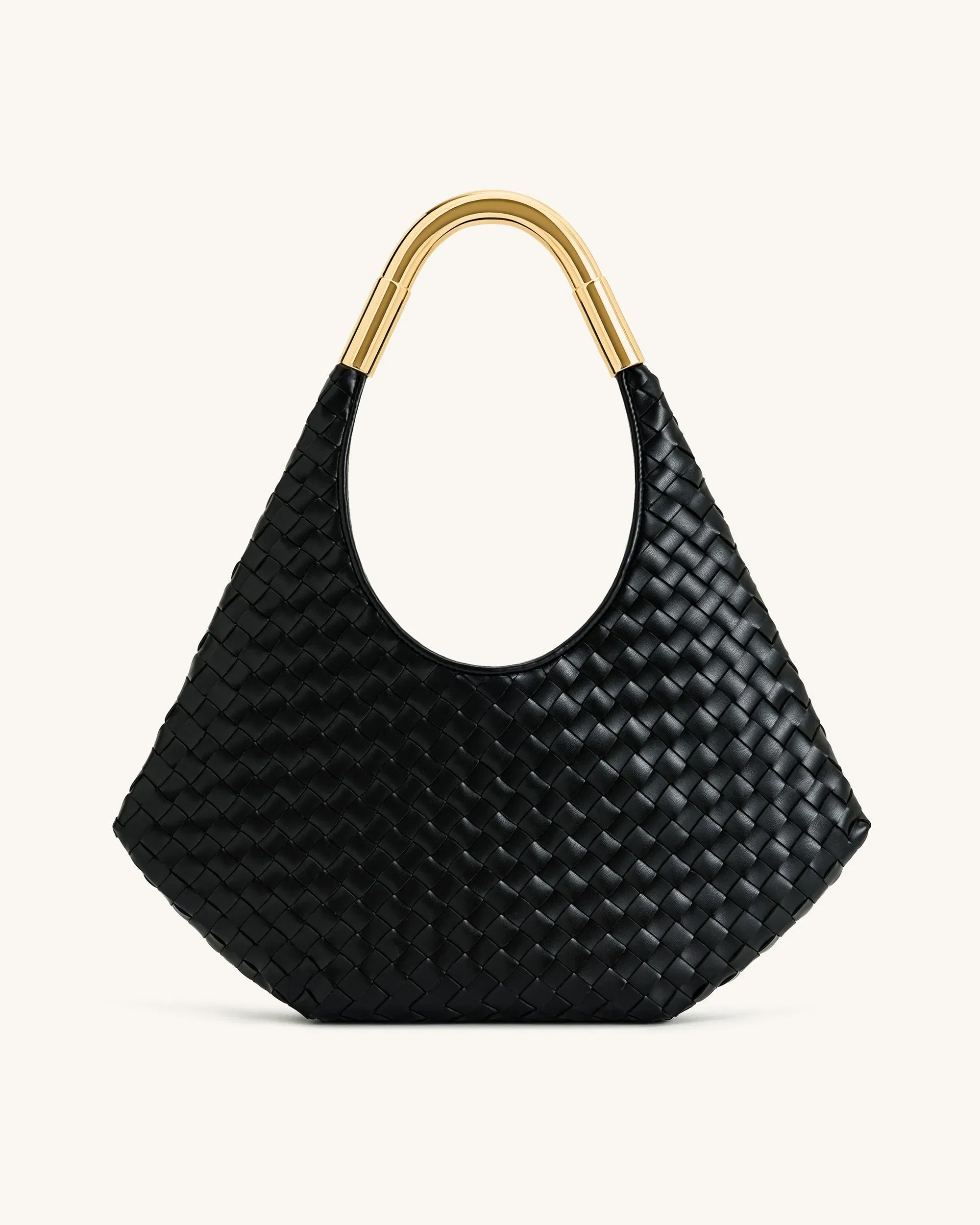 Jw Pei Olivia Hand Woven Metal Handle Hobo Bag Black