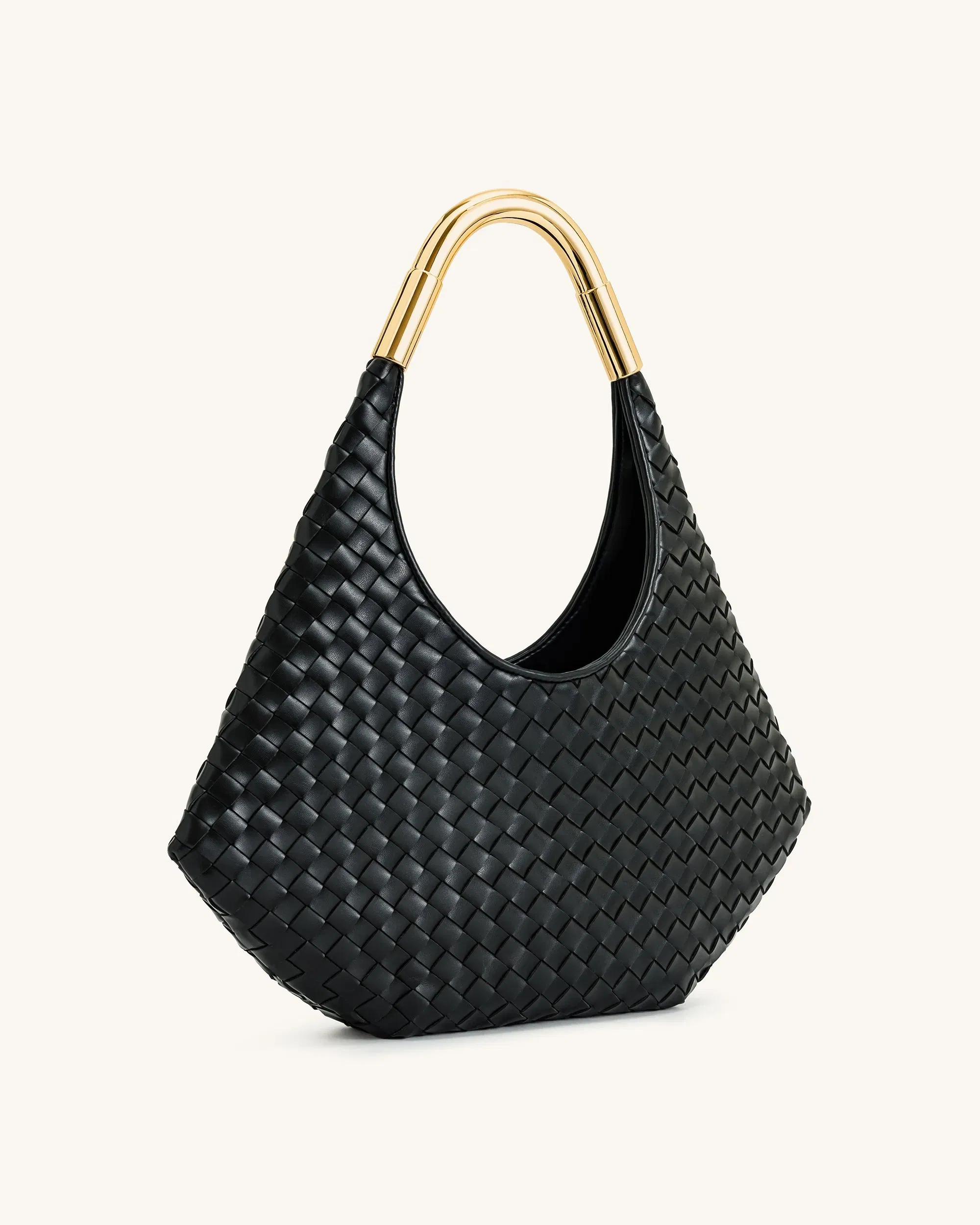 Jw Pei Olivia Hand Woven Metal Handle Hobo Bag Black