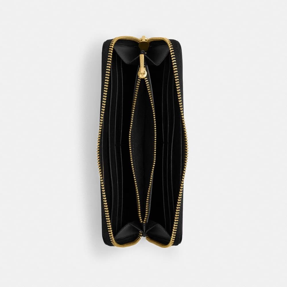 Coach Essential Slim Accordion Zip Wallet Brass Black