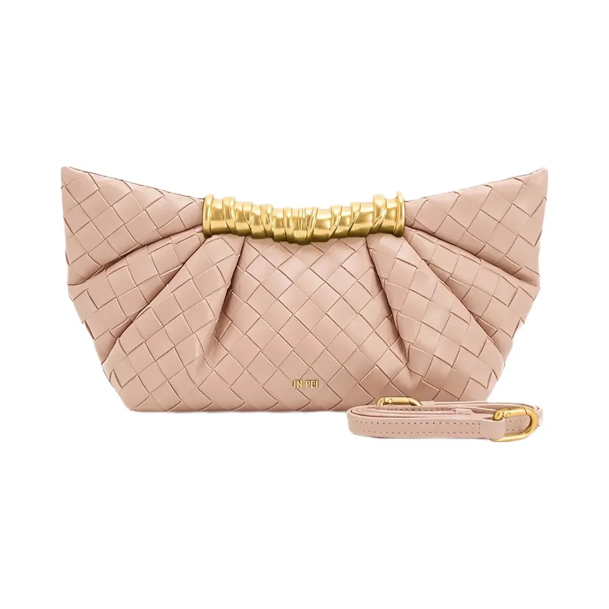 Jw Pei Leia Weave Texture Pleated Clutch Pink