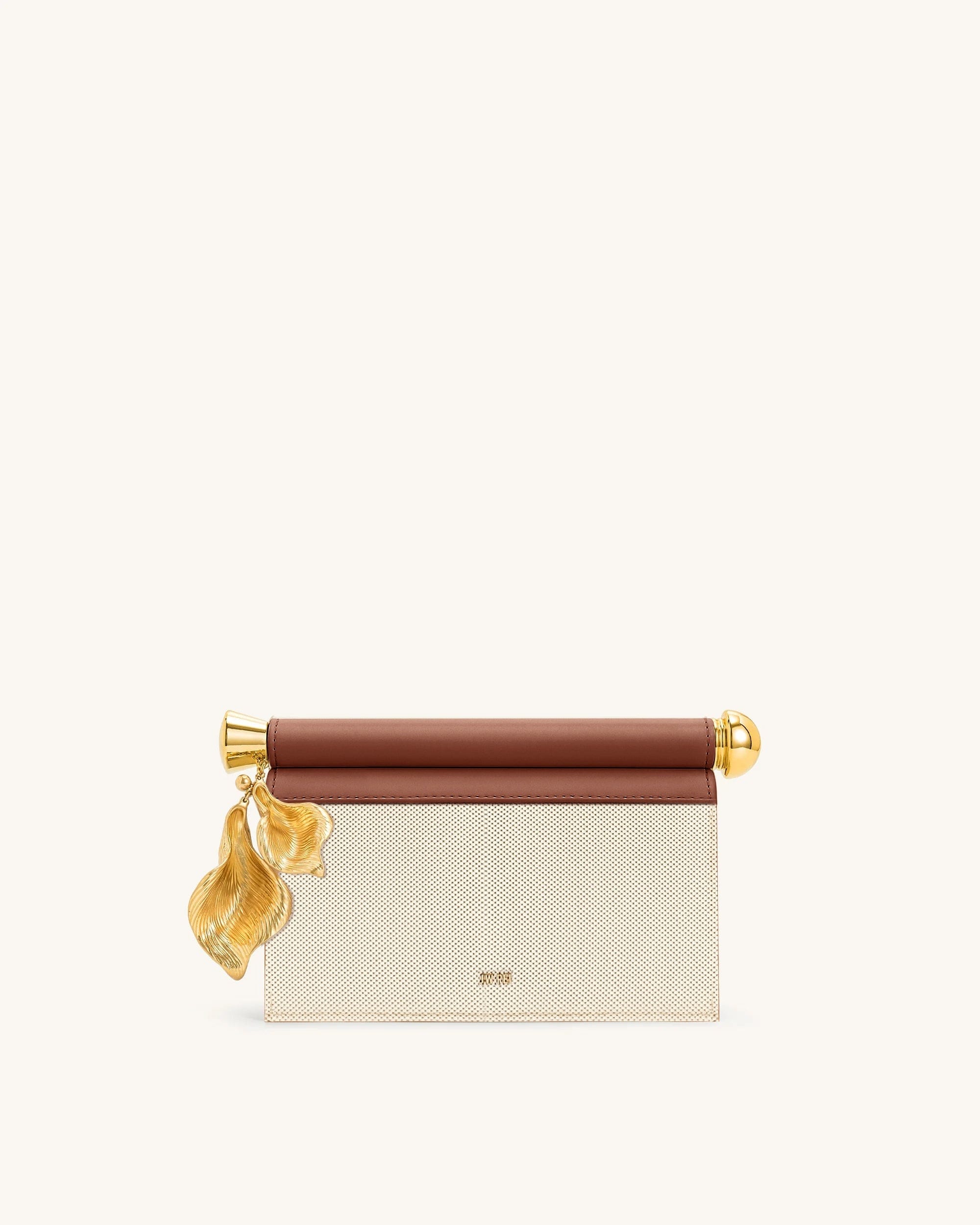 Jw Pei Holly Metal Pendant Embellished Clutch Brown Canvas