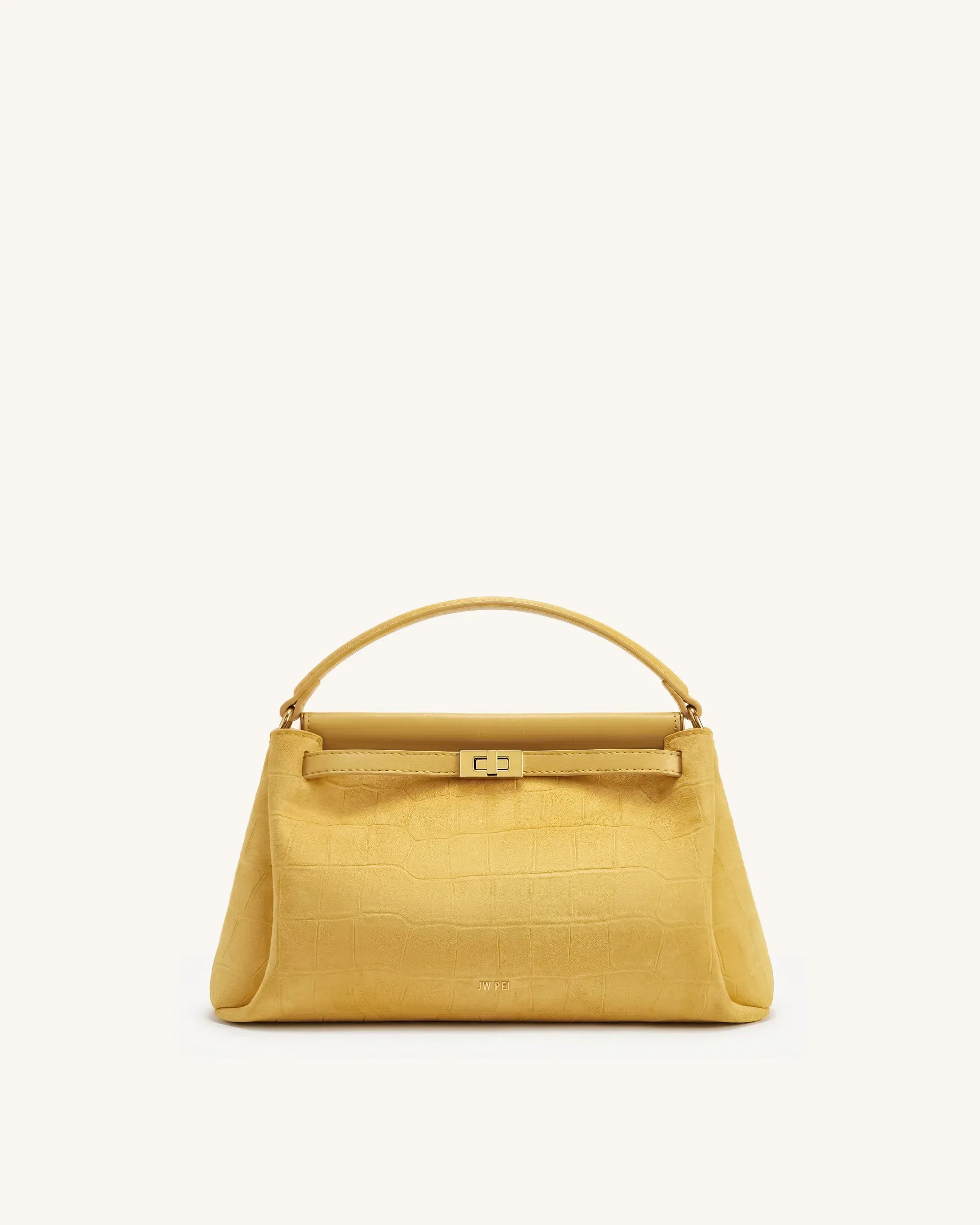 Jw Pei Carmen Faux Suede Croc Embossed Top Handle Bag Yellow