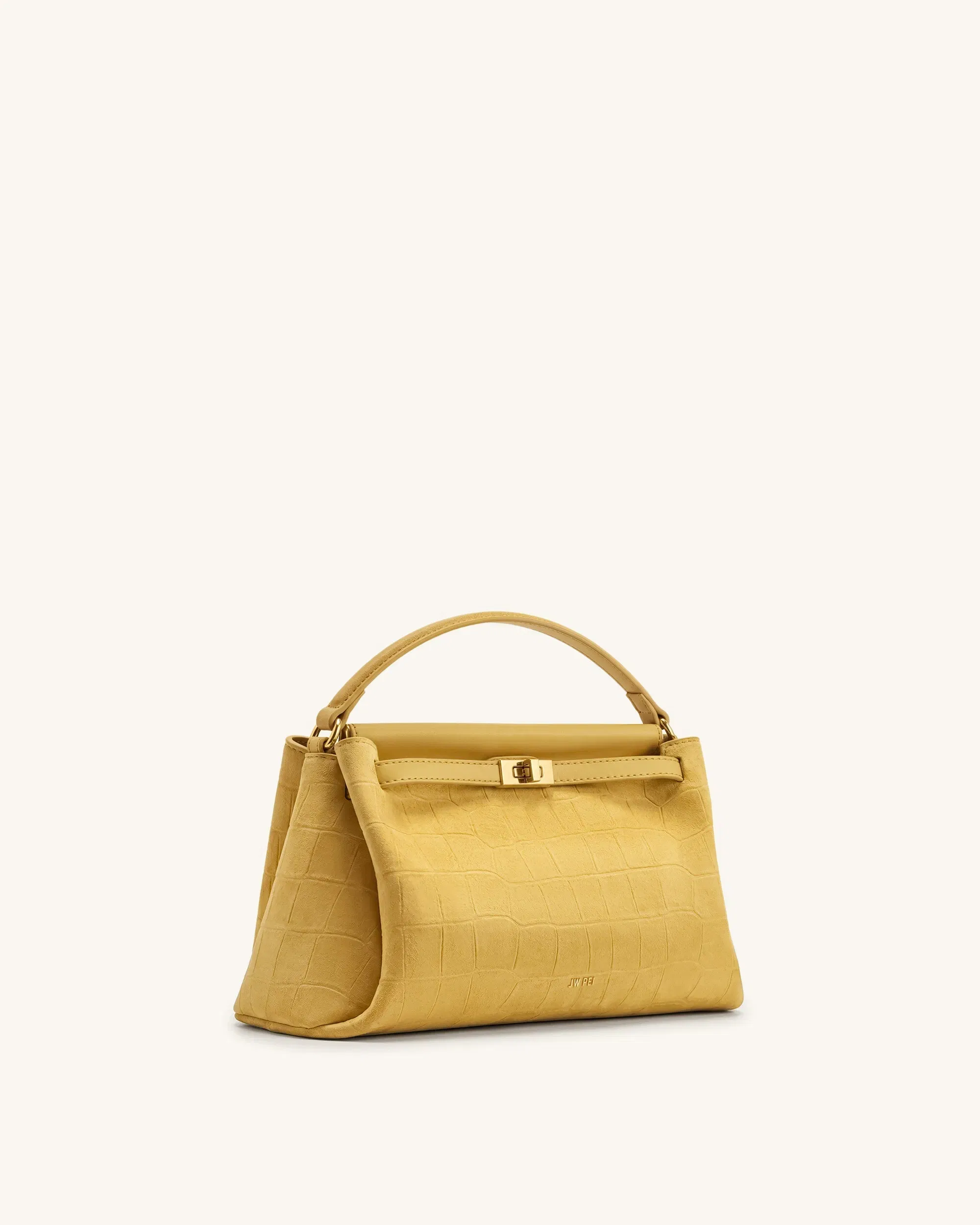 Jw Pei Carmen Faux Suede Croc Embossed Top Handle Bag Yellow