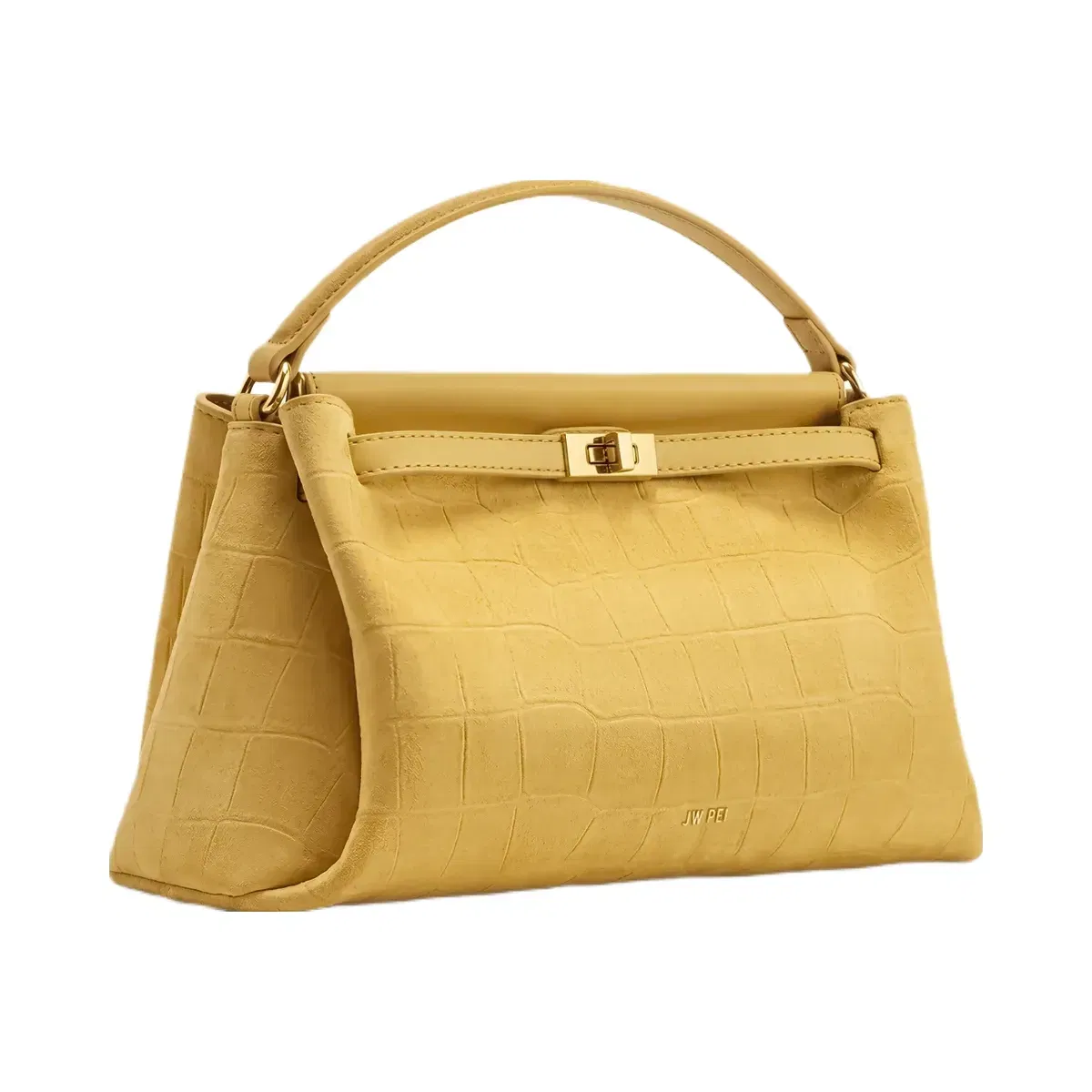 Jw Pei Carmen Faux Suede Croc Embossed Top Handle Bag Yellow