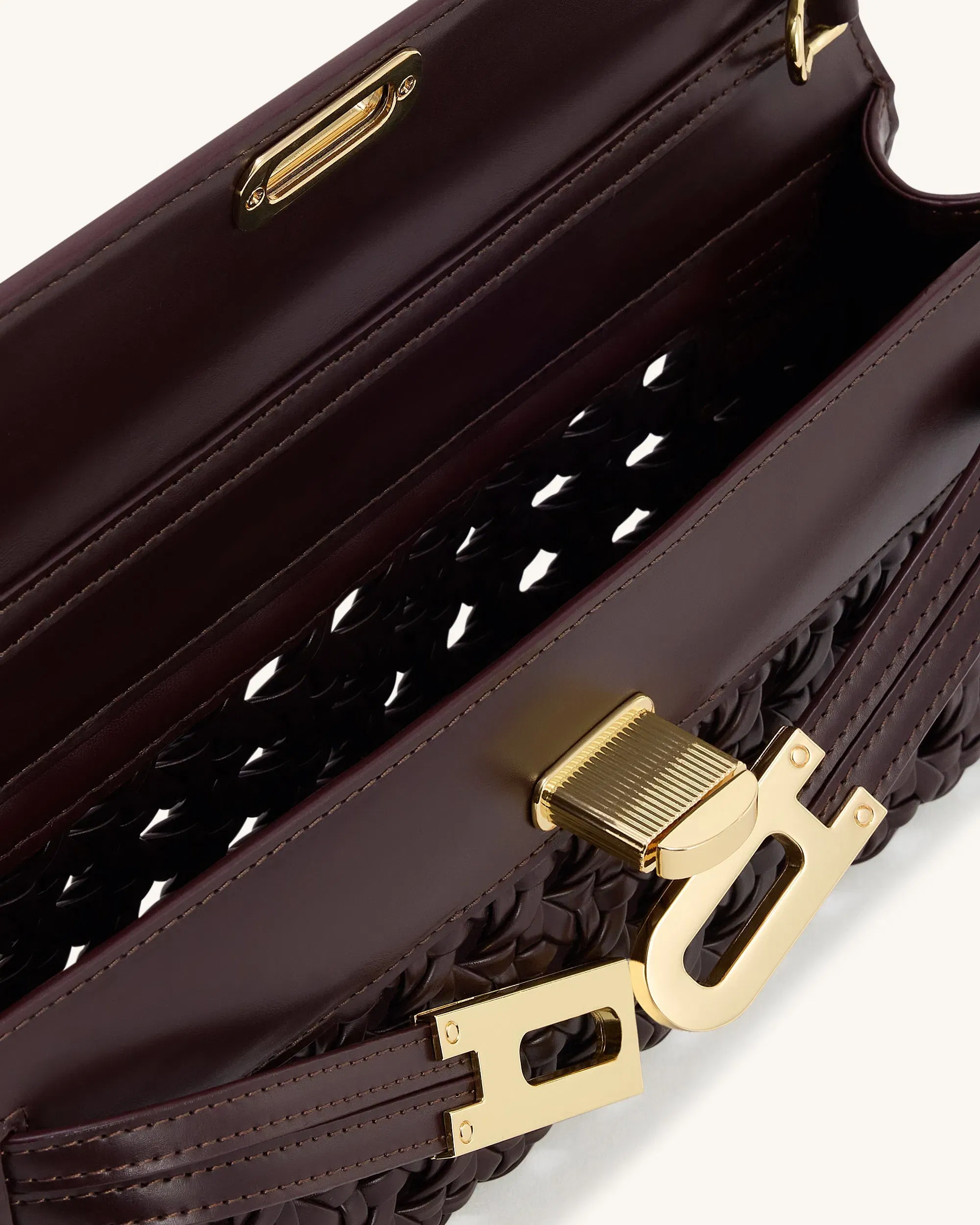 Jw Pei Bria Structured Top Handle Bag Dark Red