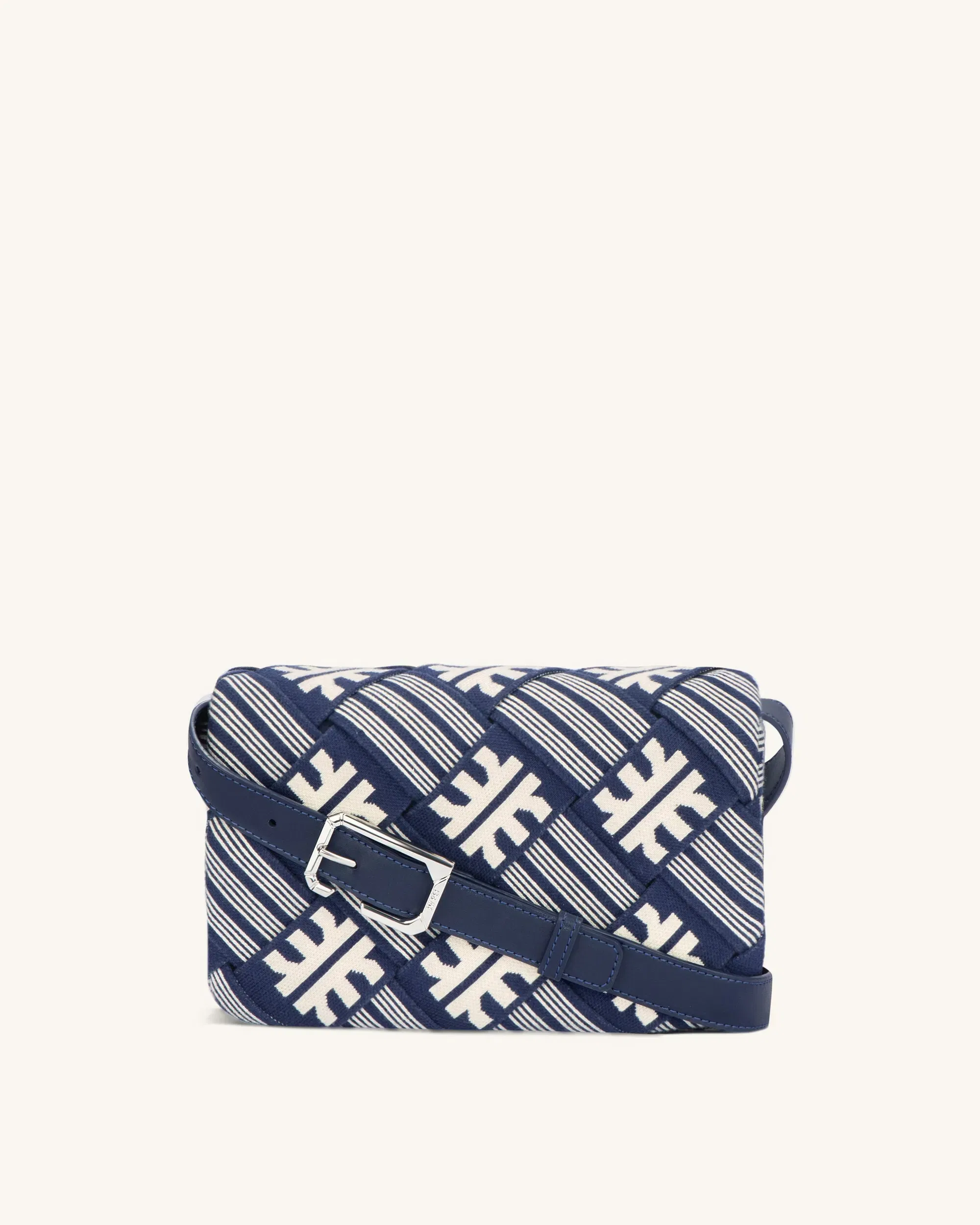 Jw Pei Fei Maze Jacquard Knit Cossbody Bag Navy