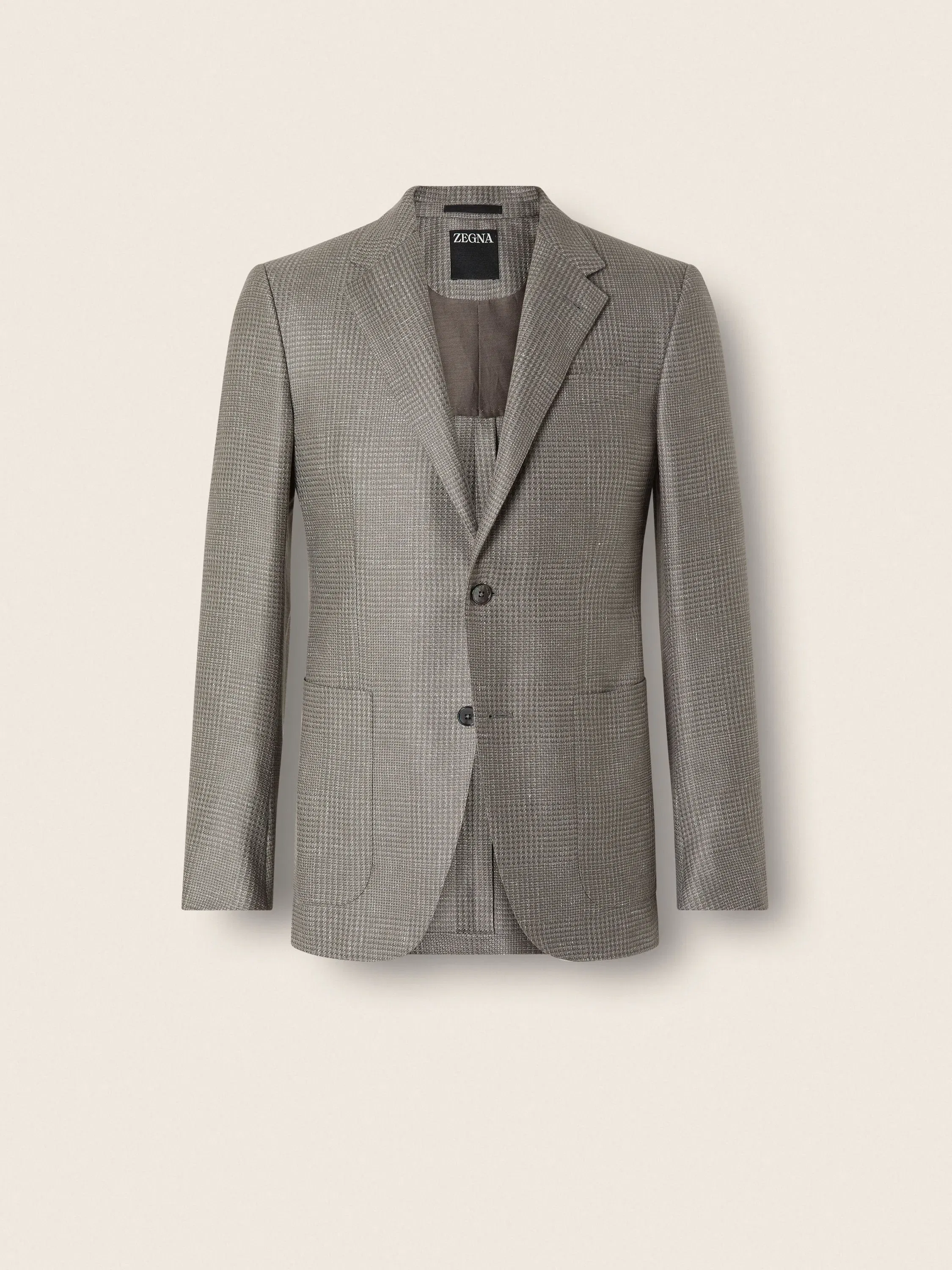 Zegna Grey And White Linen Cashmere And Silk Jacket