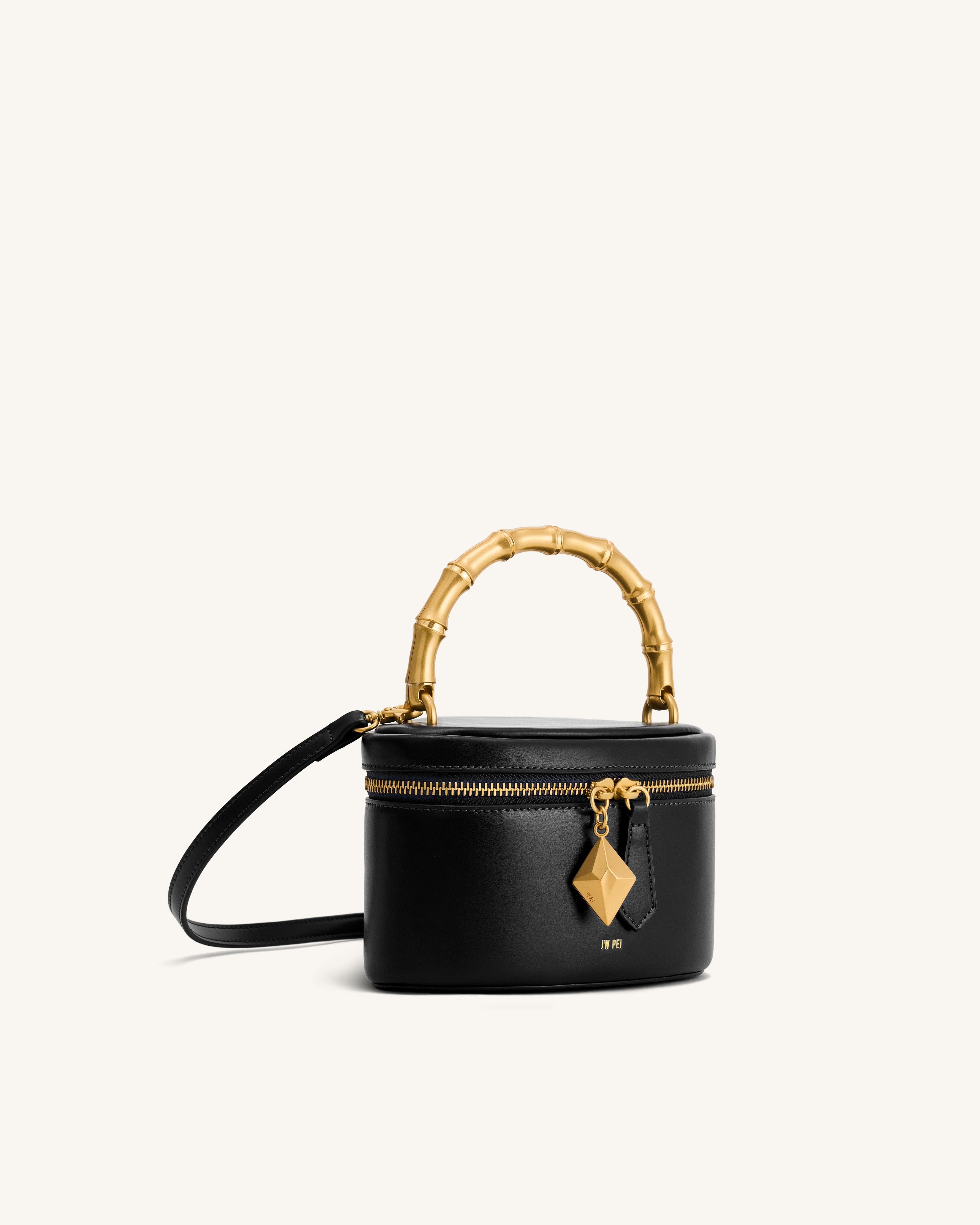 Jw Pei Natalie Metal Geometric Pendant Handle Bag Black