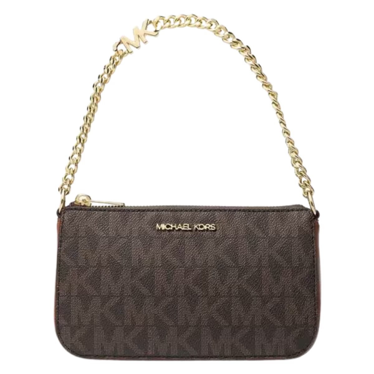 MICHAEL KORS Jet Set Signature Logo Small Chain Pochette Brown
