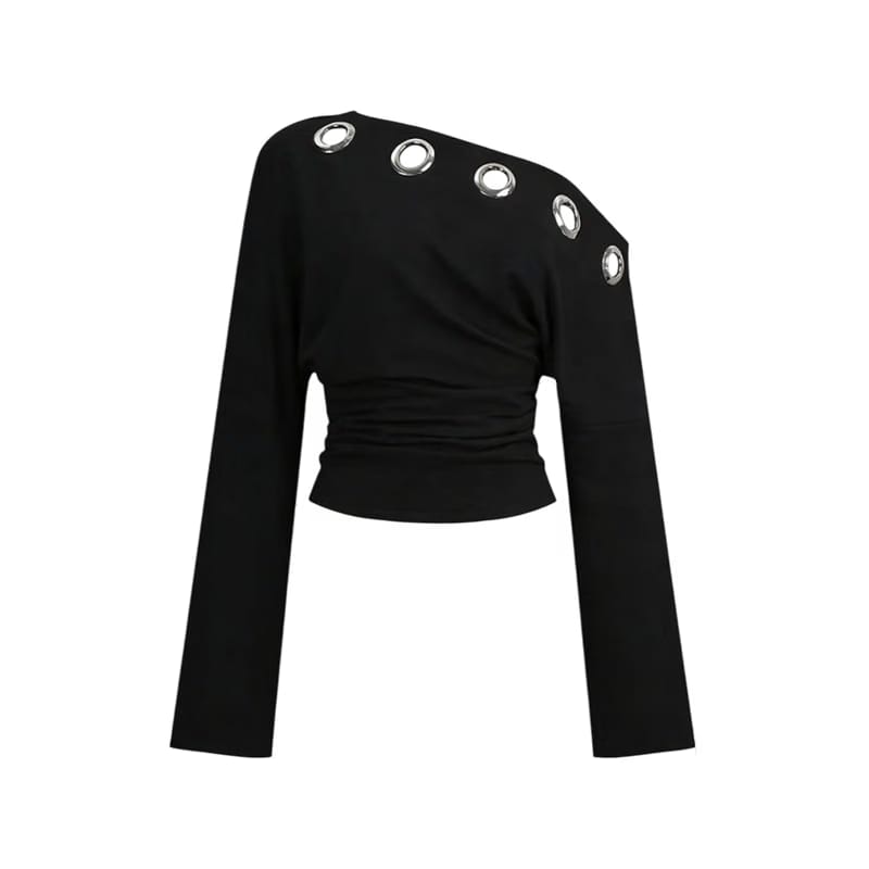 Voyd Asymmetrical black grommet top.
