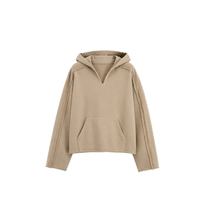 Be Autyst Blank Canvas Sand Cropped Hoodie