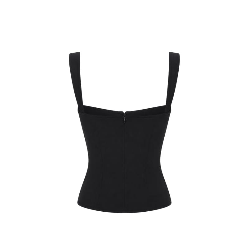 Voyd black structured corset top with wide straps