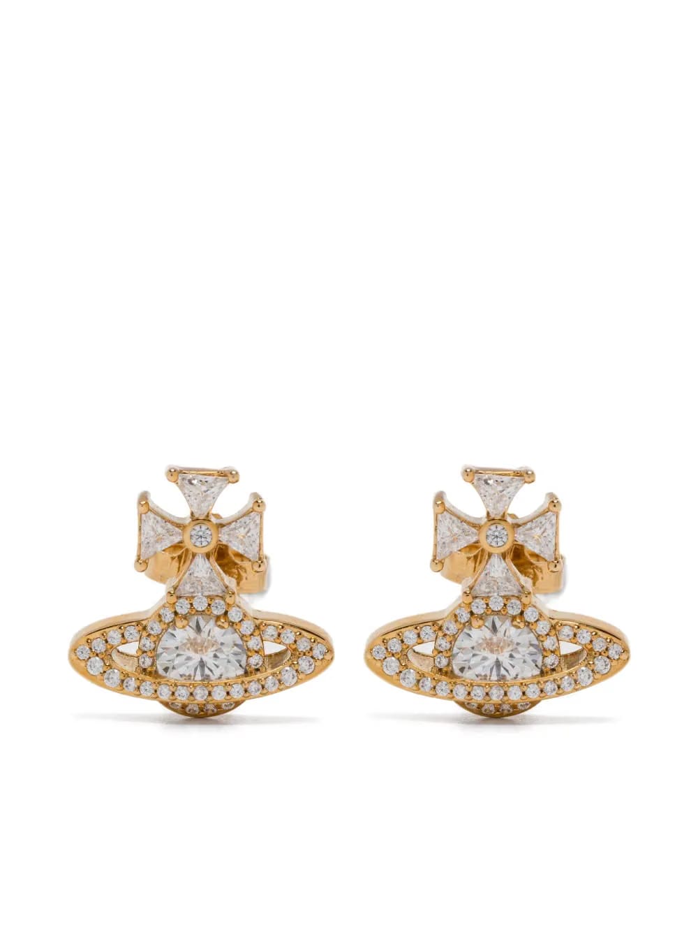 orb cross cubic zirconia earrings