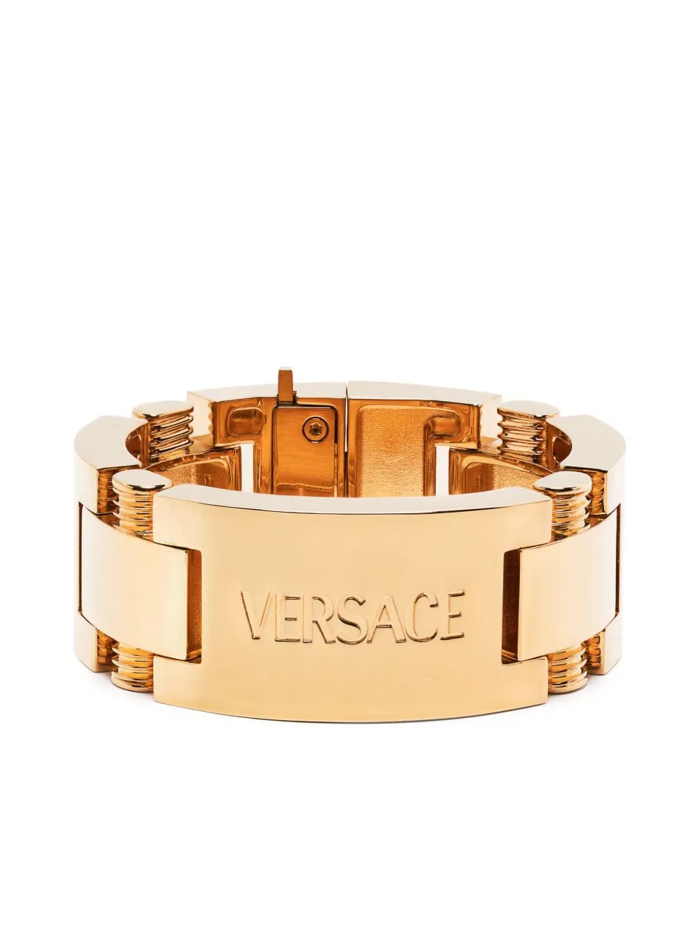 logo-engraved metal bracelet