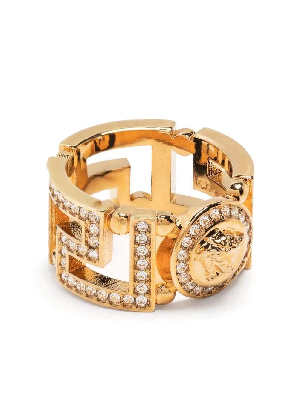 Medusa Greca crystal-embellished ring