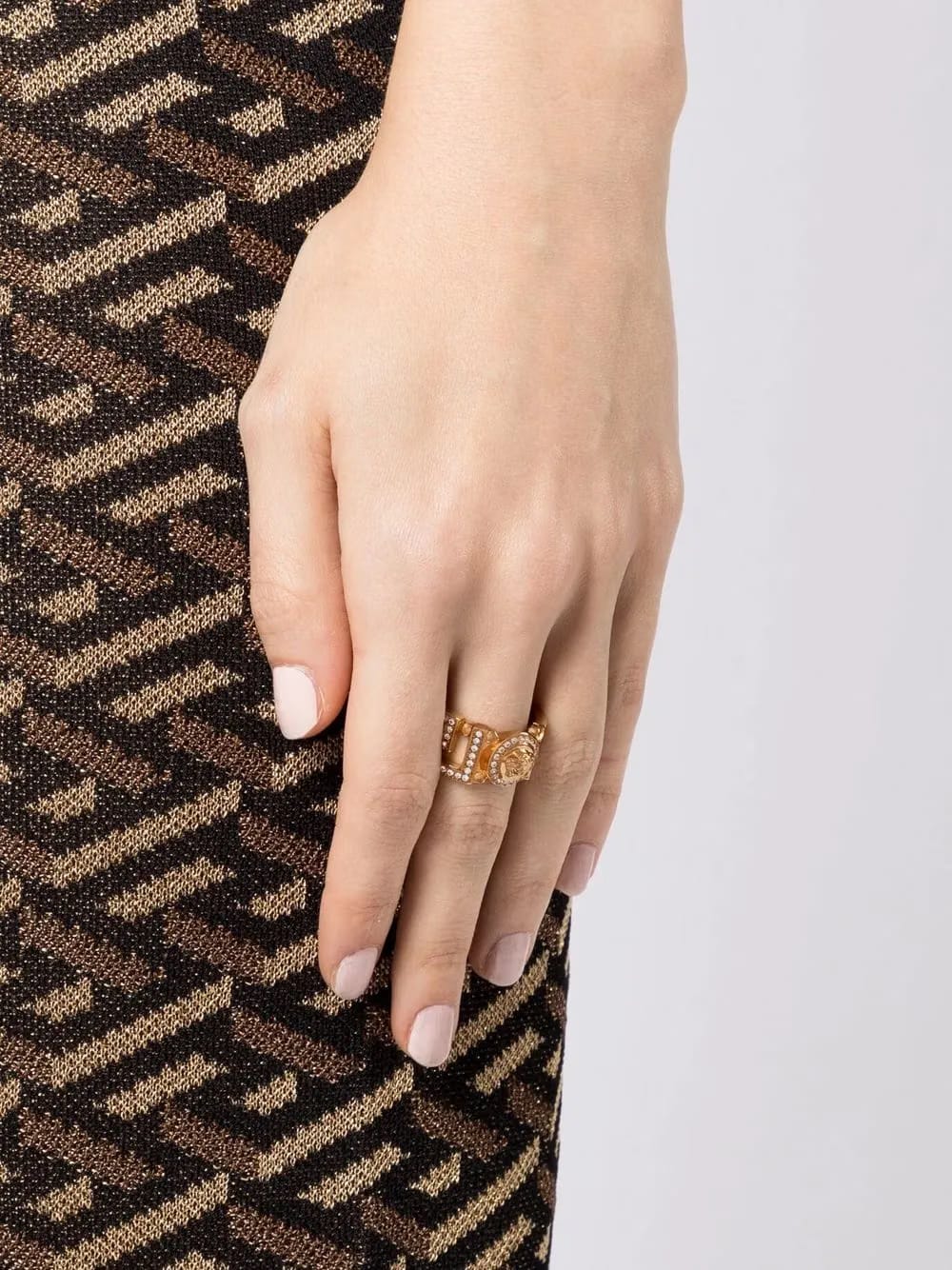 Medusa Greca crystal-embellished ring