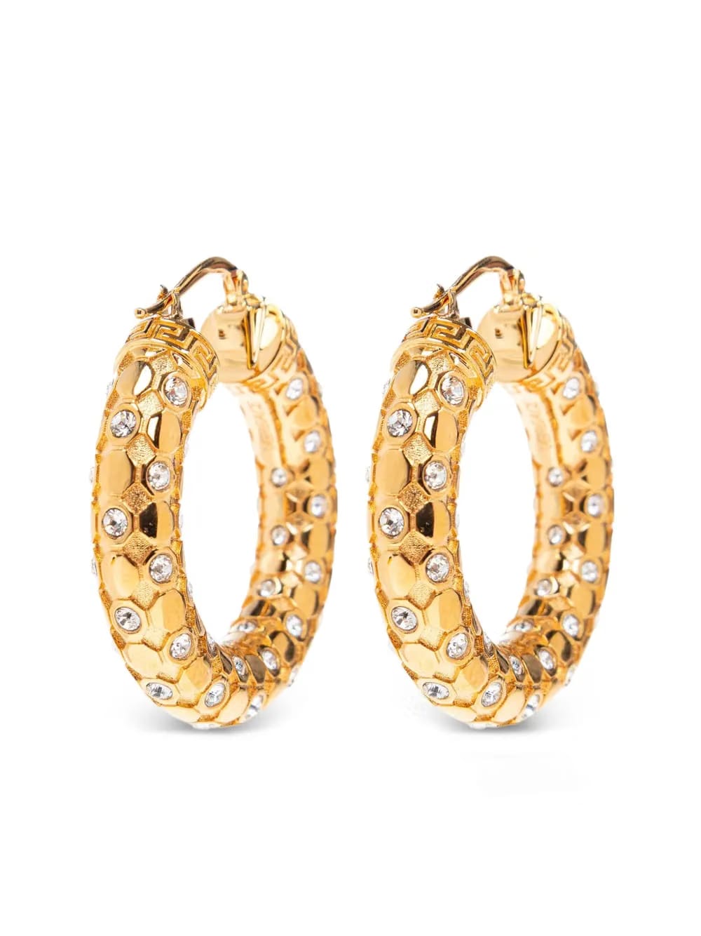 Greca-engraved hoops