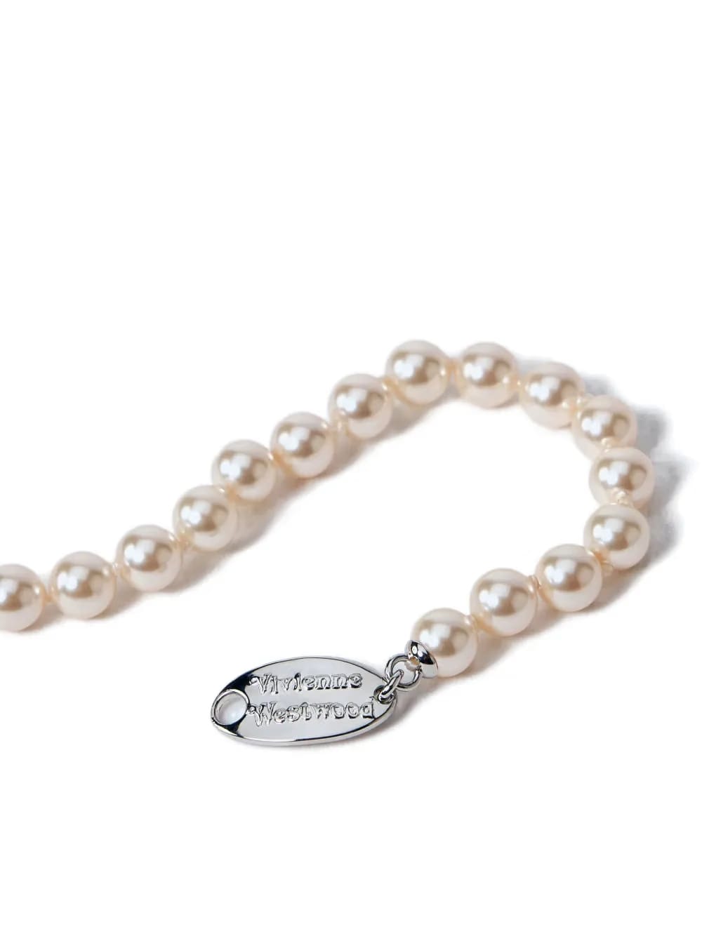 Orb-plaque pearl bracelet