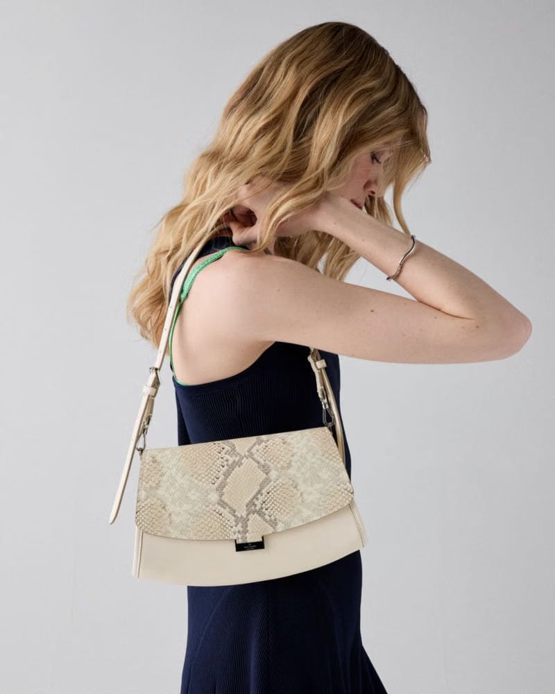 Ali Snake Embossed Shoulder Bag