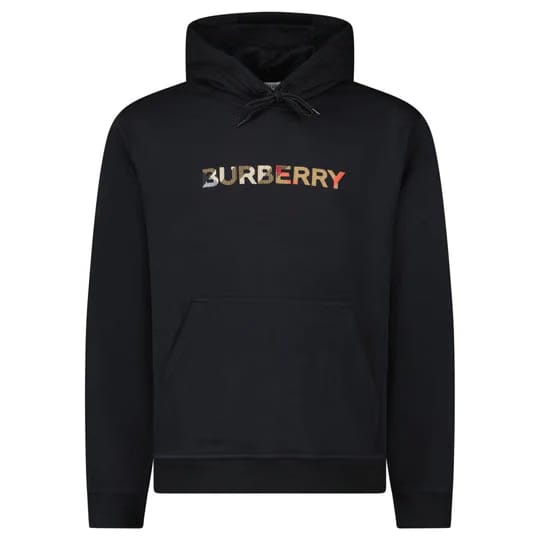 Burberry Logo Embroidered Hoodie Black