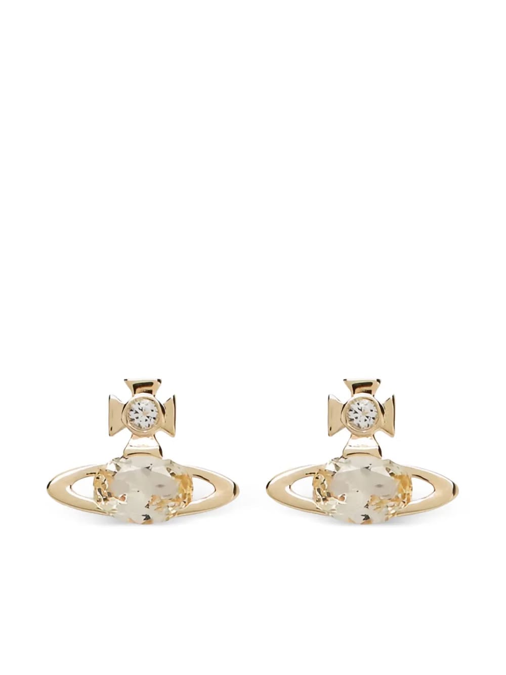 gold brass crystal earrings