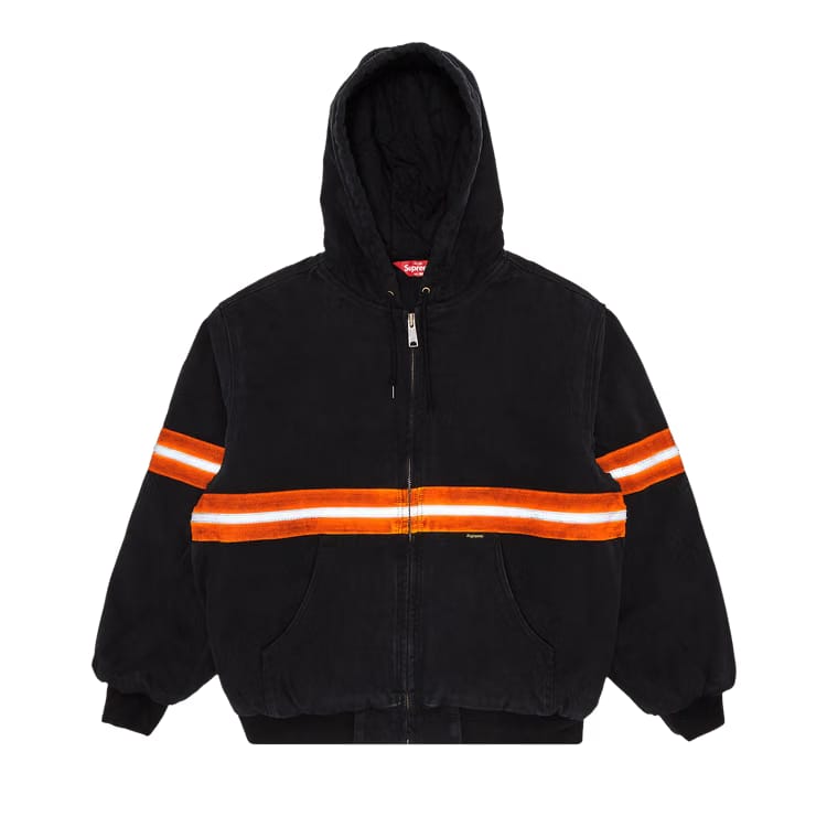 Supreme Reflective Stripe Hooded Work Jacket Black