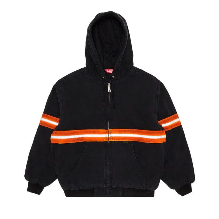 Supreme Reflective Stripe Hooded Work Jacket Black