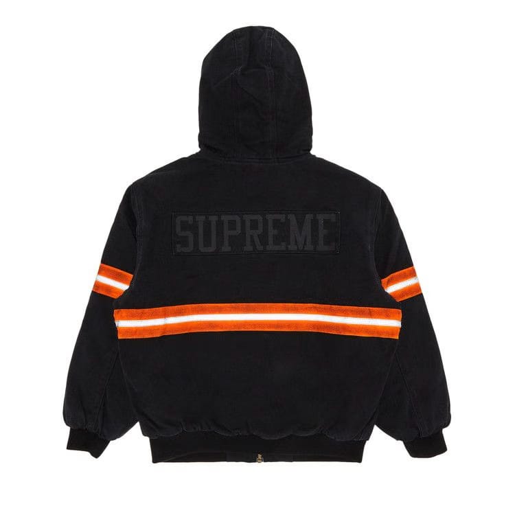 Supreme Reflective Stripe Hooded Work Jacket Black