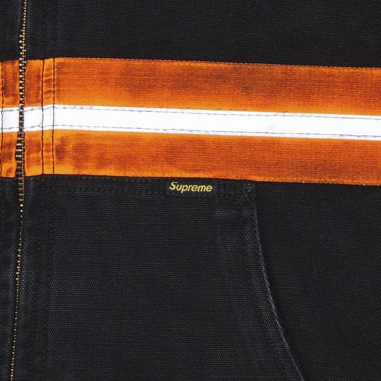 Supreme Reflective Stripe Hooded Work Jacket Black