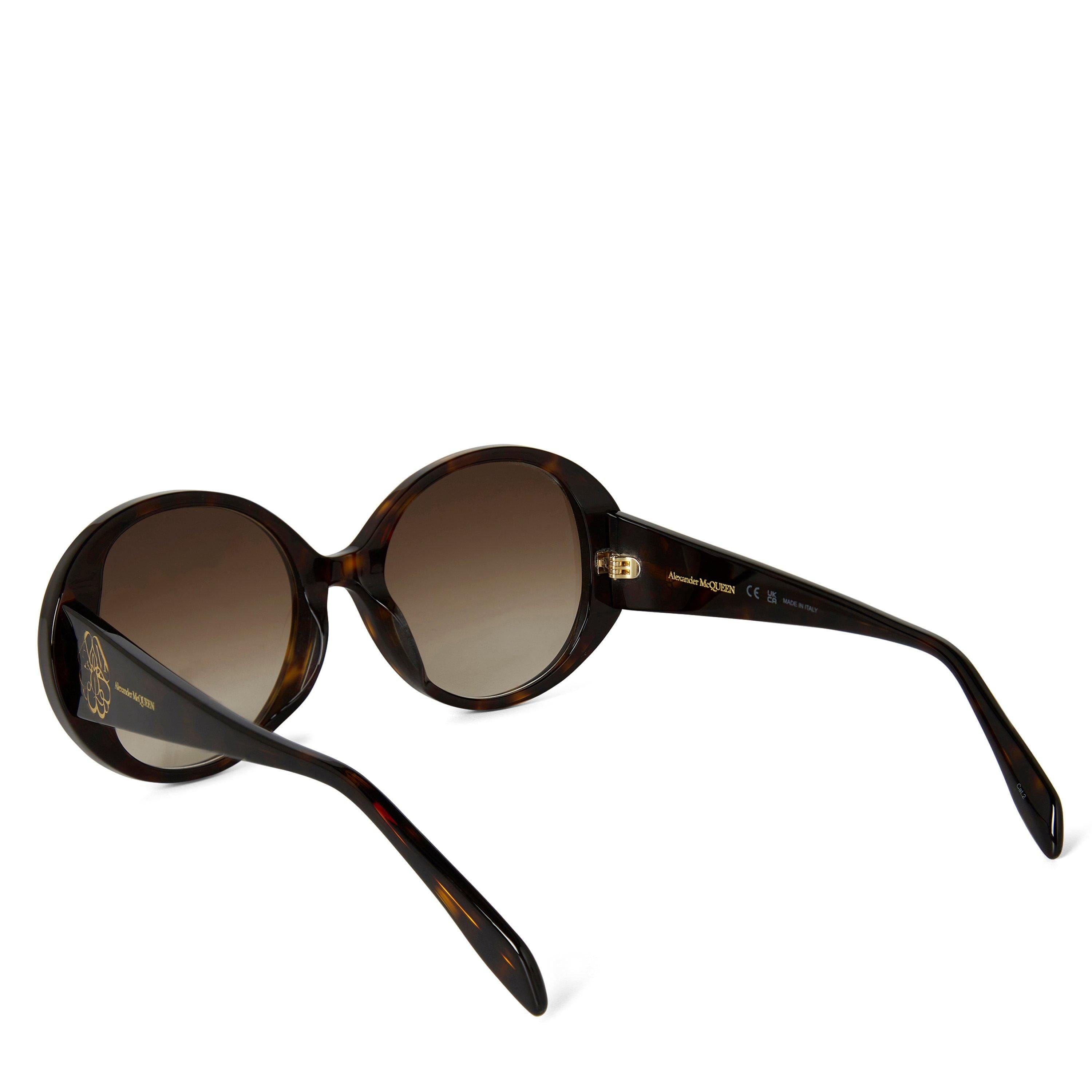 Seal Motif Alexander McQueen Round Sunglasses