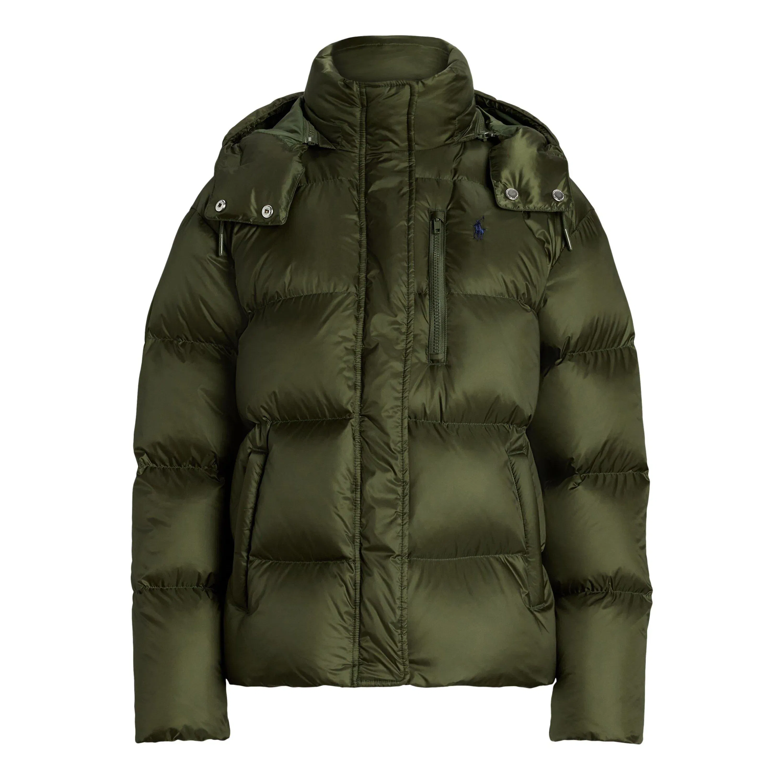 Carly Water-Repellent Quilted Duck Down Wind Resistant Detachable Hood Short Puffer Jacket