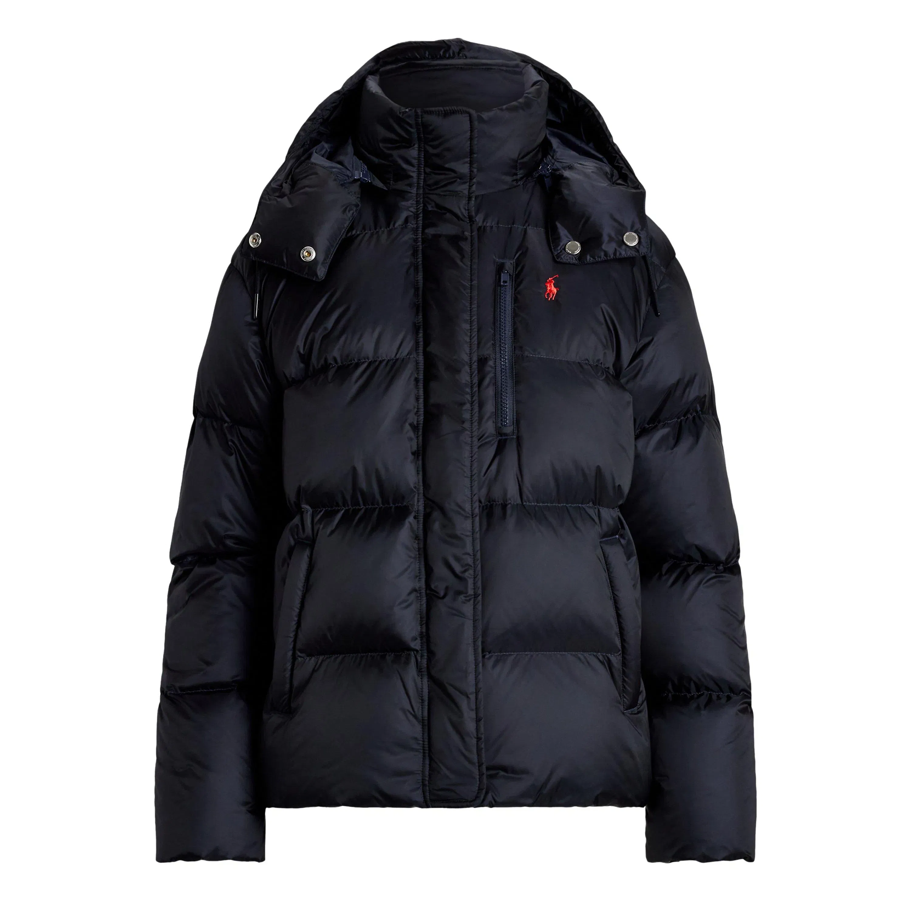 Carly Water-Repellent Quilted Duck Down Wind Resistant Detachable Hood Short Puffer Jacket