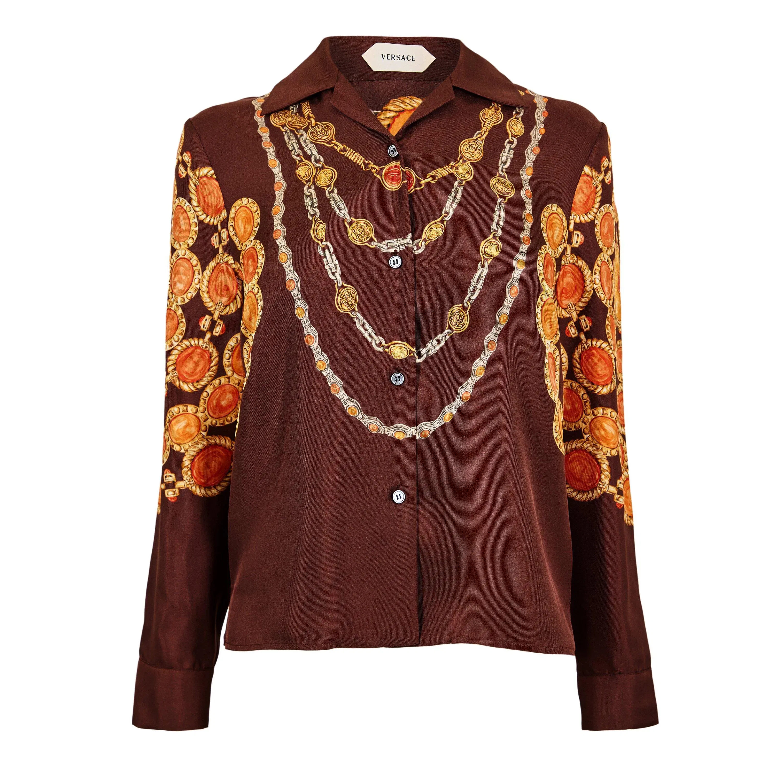 Silk Long Sleeve Patterned Shirt