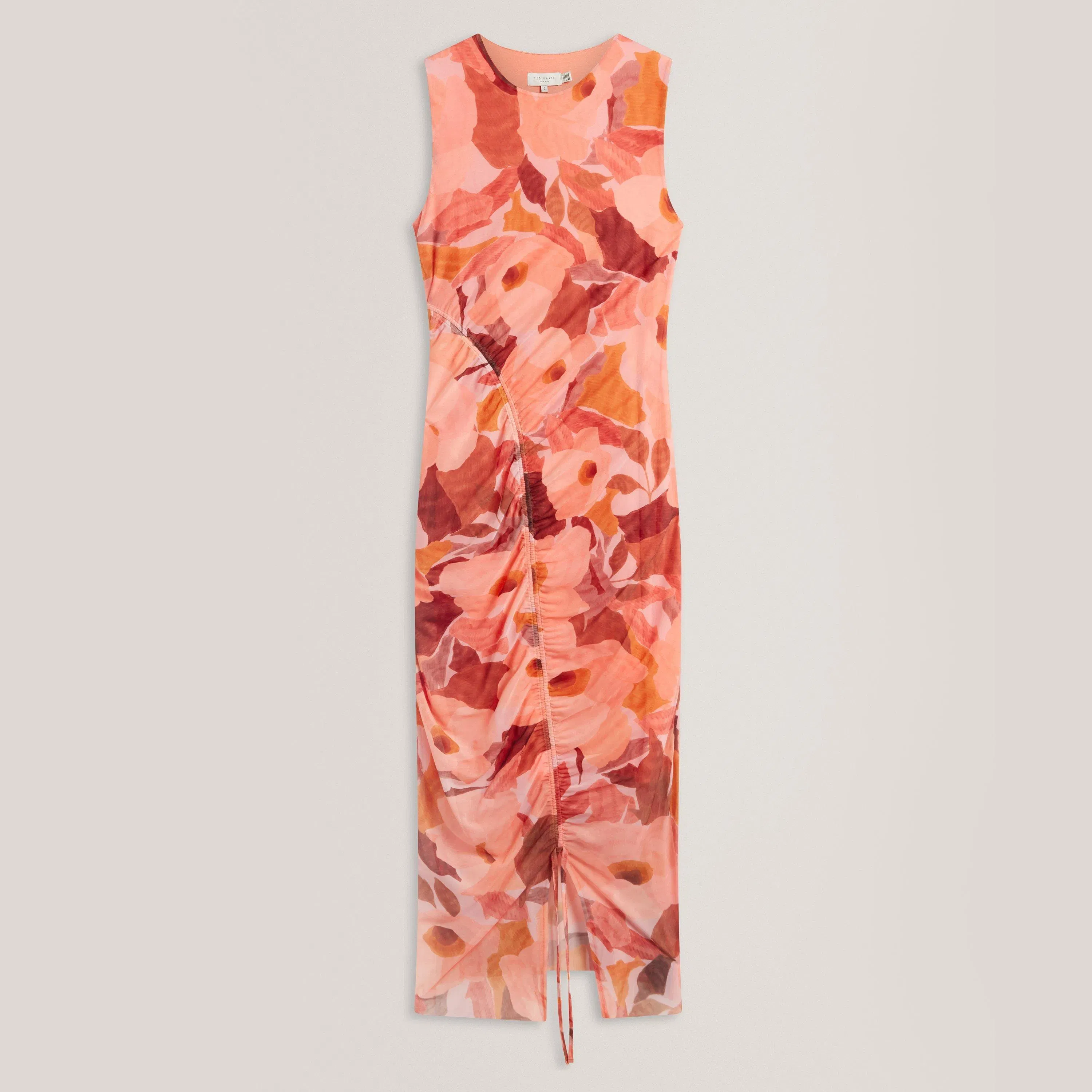 Garden Print Sleeveless Mesh Bodycon Dress