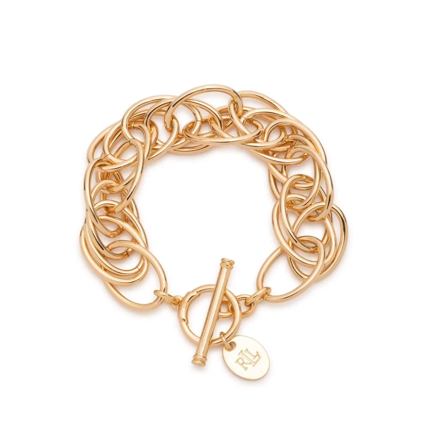Lauren Ralph Lauren Gold Logo Charm Chain Bracelet