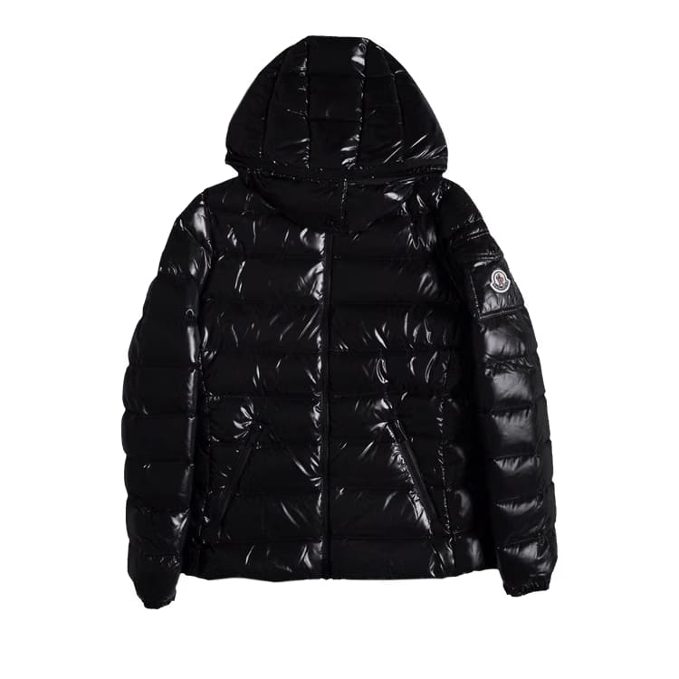 Moncler Bady Hooded Shiny Full Zip Jacket Black