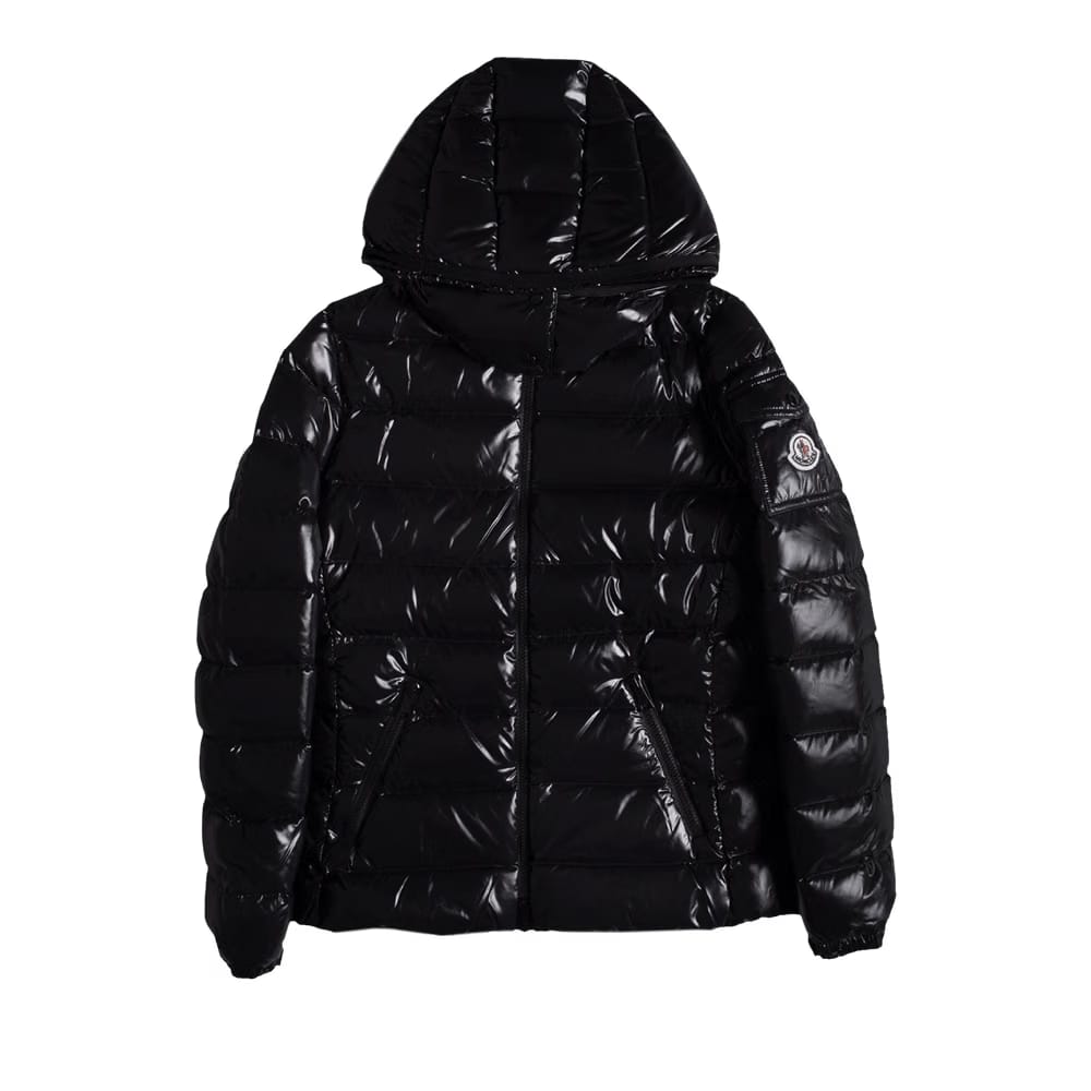 Moncler Bady Hooded Shiny Full Zip Jacket Black