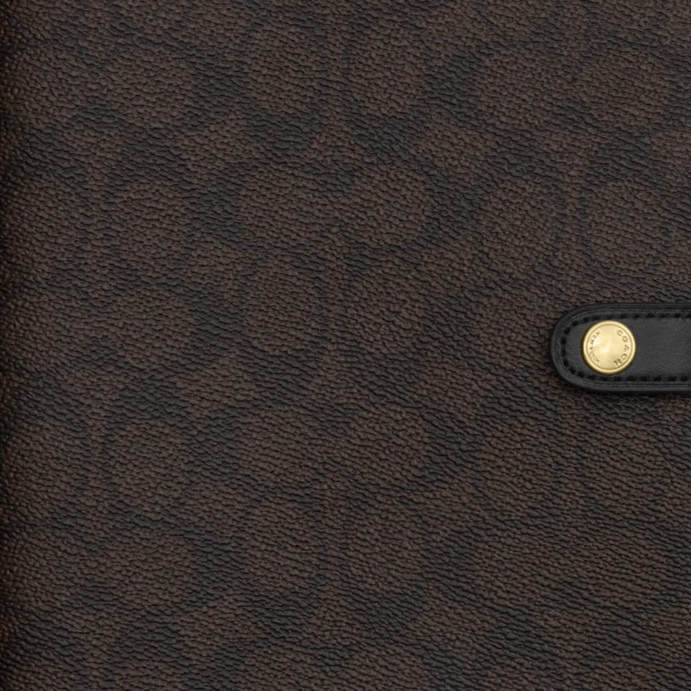 Coach Notebook In Signature Canvas Gold Walnut Black