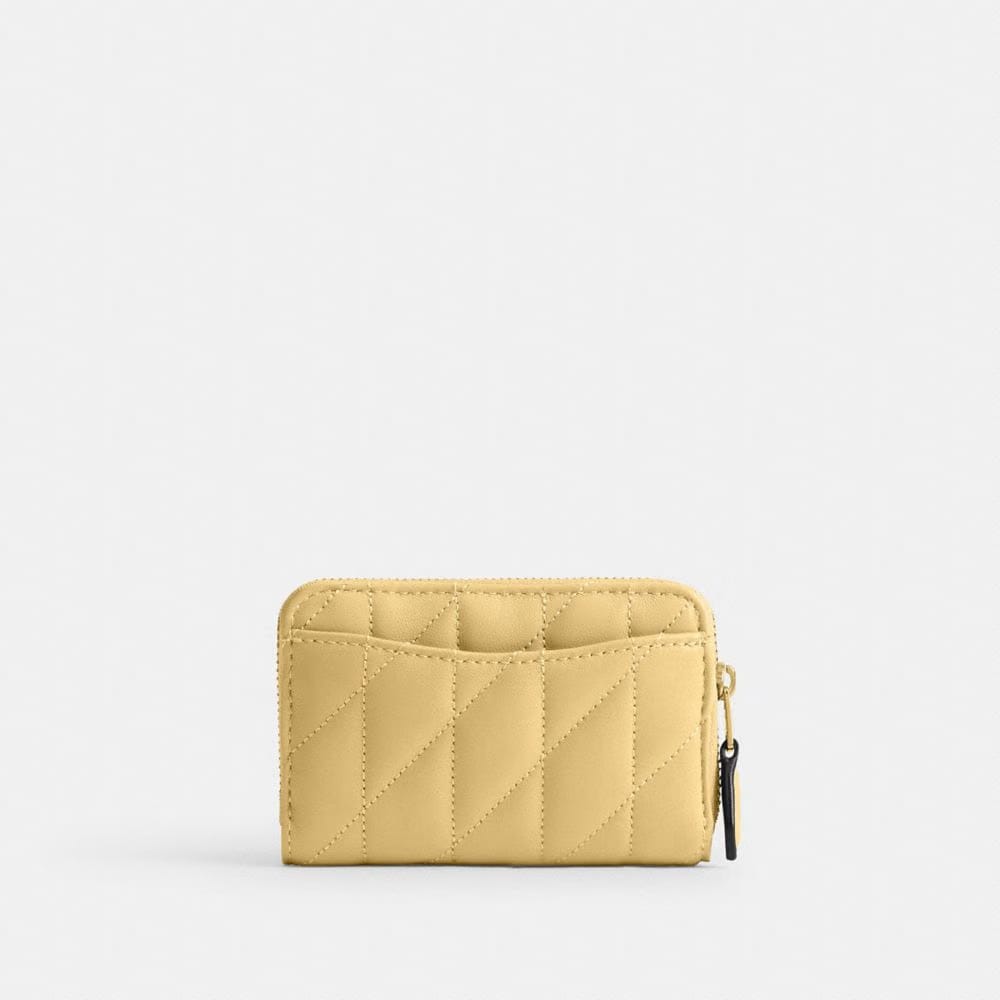 Coach Essential Small Zip Around Card Case With Pillow Quilting Brass Vanilla