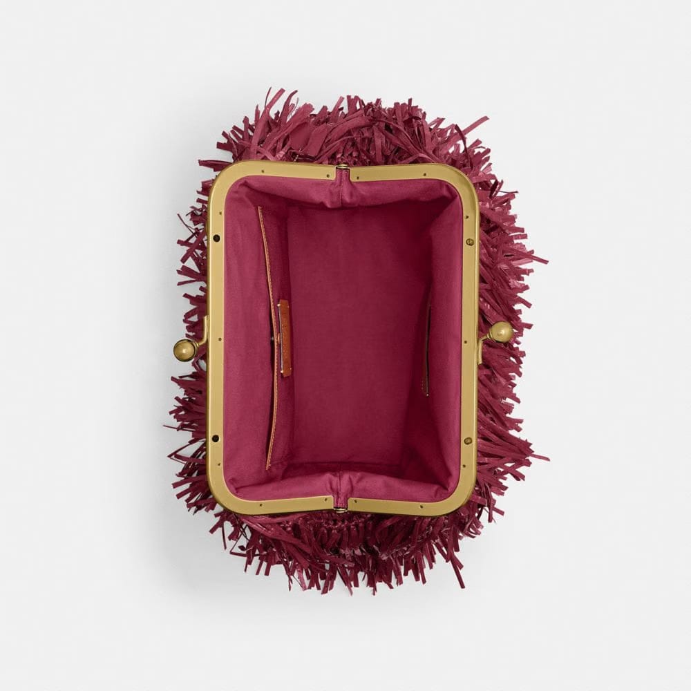 Coach Kisslock Frame Bag 27 Brass Dark Fuchsia