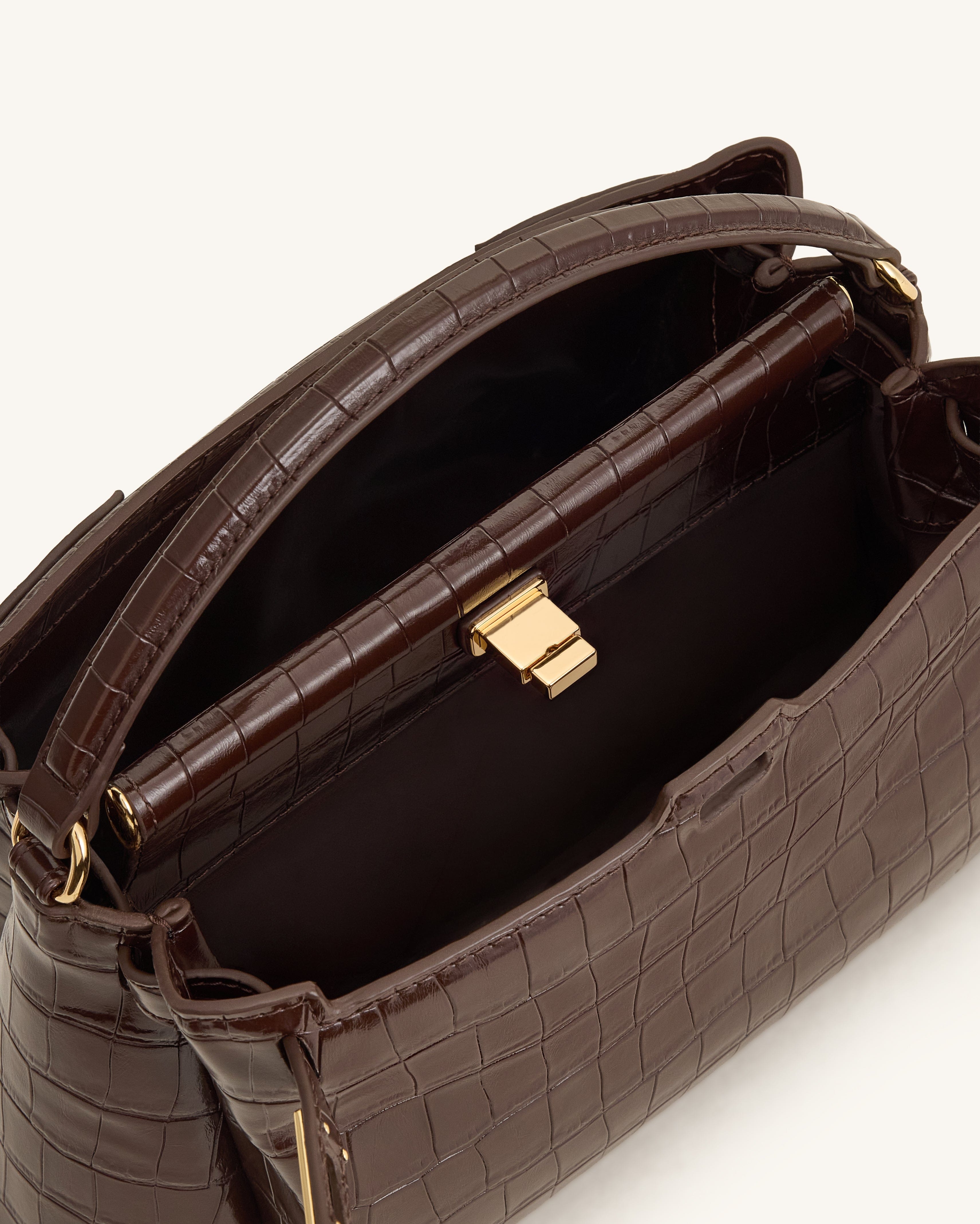 Jw Pei Carmen Top Handle Bag Dark Brown Croc