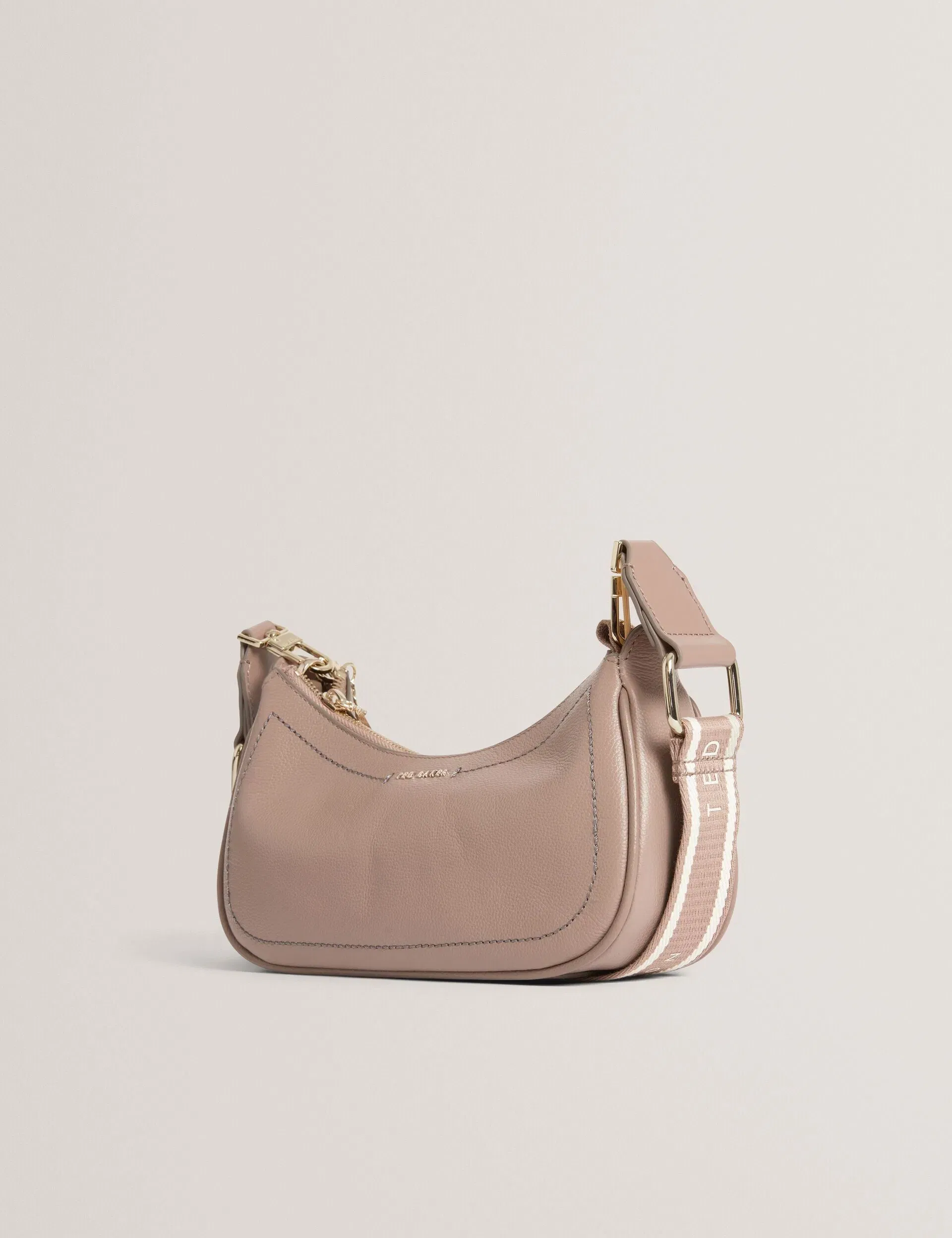 Ted Baker Laarna Webbing Strap Leather Shoulder Bag Taupe Women's