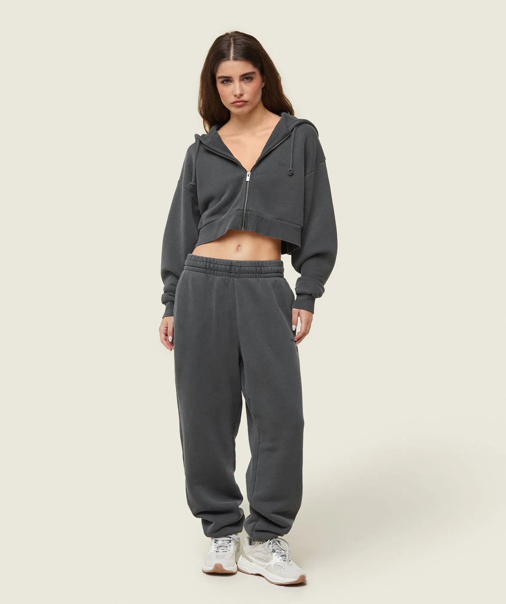 Women's Gymshark Everywear Cropped Zip Hoodie Black