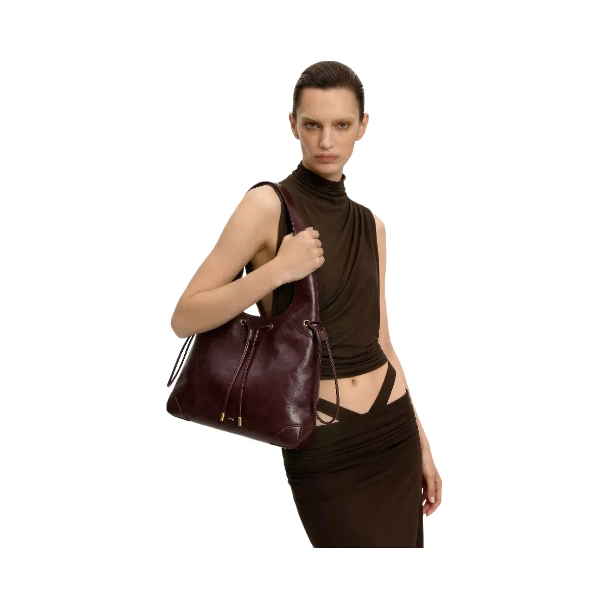 Jw Pei Celandra Drawstring Hobo Bag Deep Burgundy