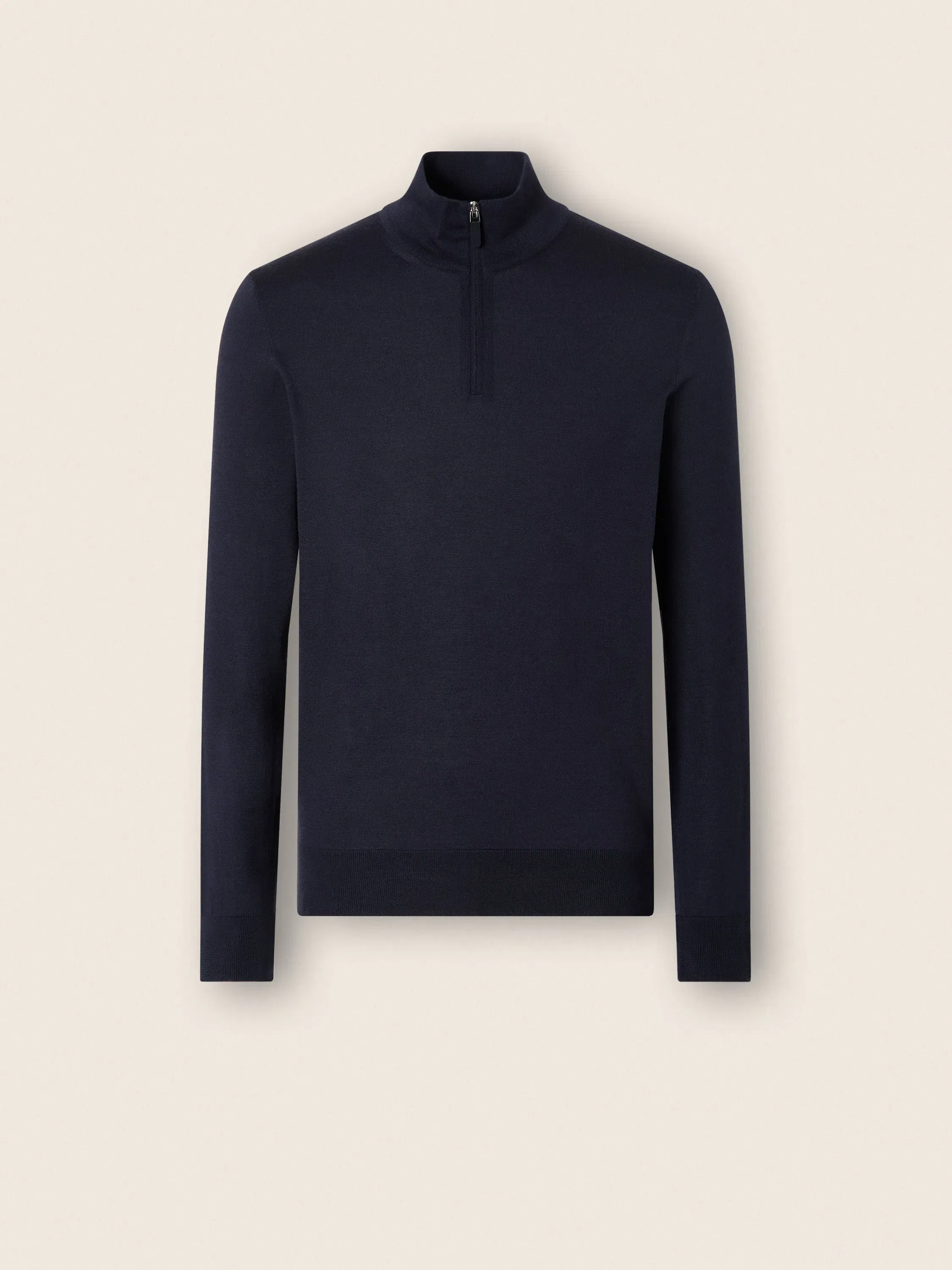 Zegna Navy Blue Mlange Cashseta Zip Mock